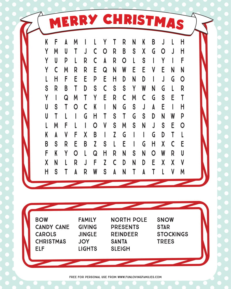 Printable Christmas Word Search Printable Christmas Word Search