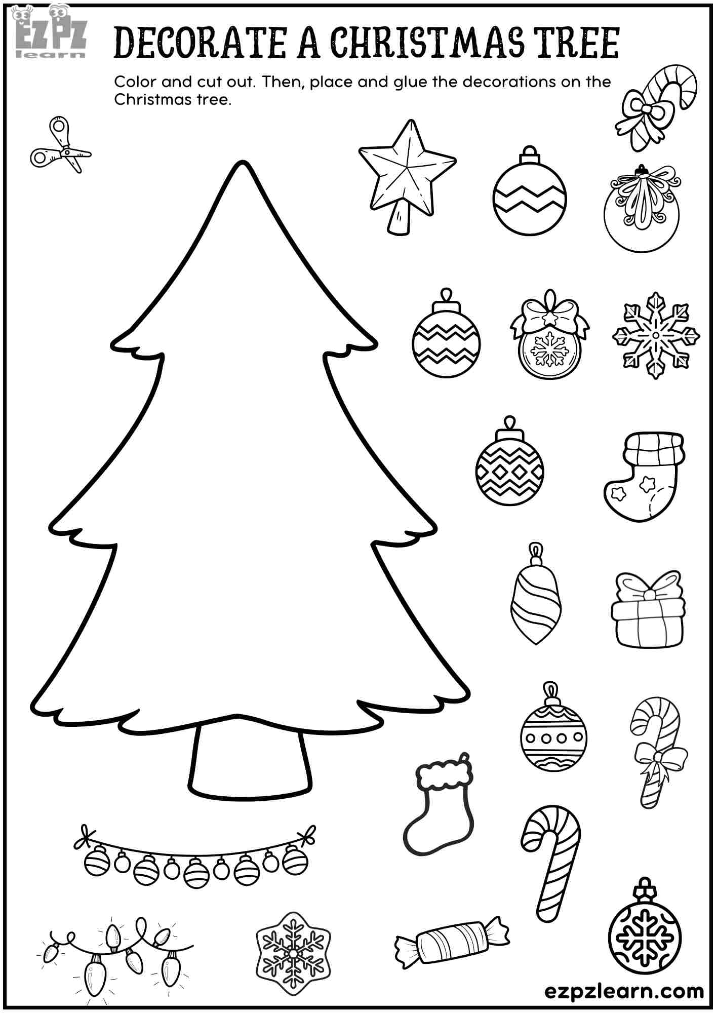cut and paste christmas worksheets