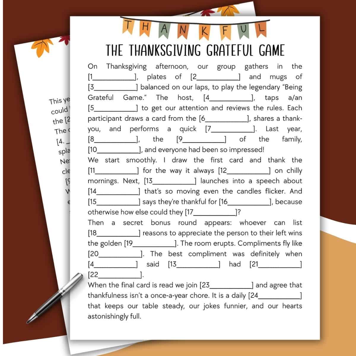 Printable Thanksgiving Mad Lib Style Bundle Printable Thanksgiving Mad Lib Style Bundle