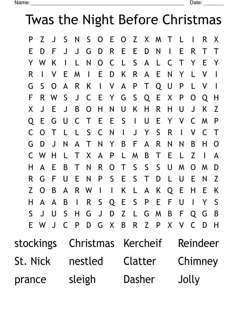 twas the night before christmas worksheets