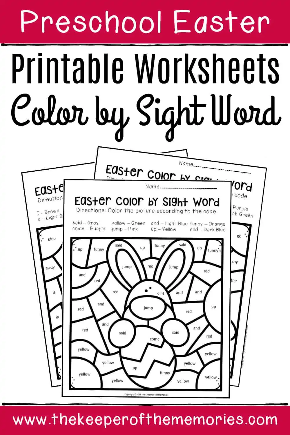 Sight Word Easter Preschool Worksheets