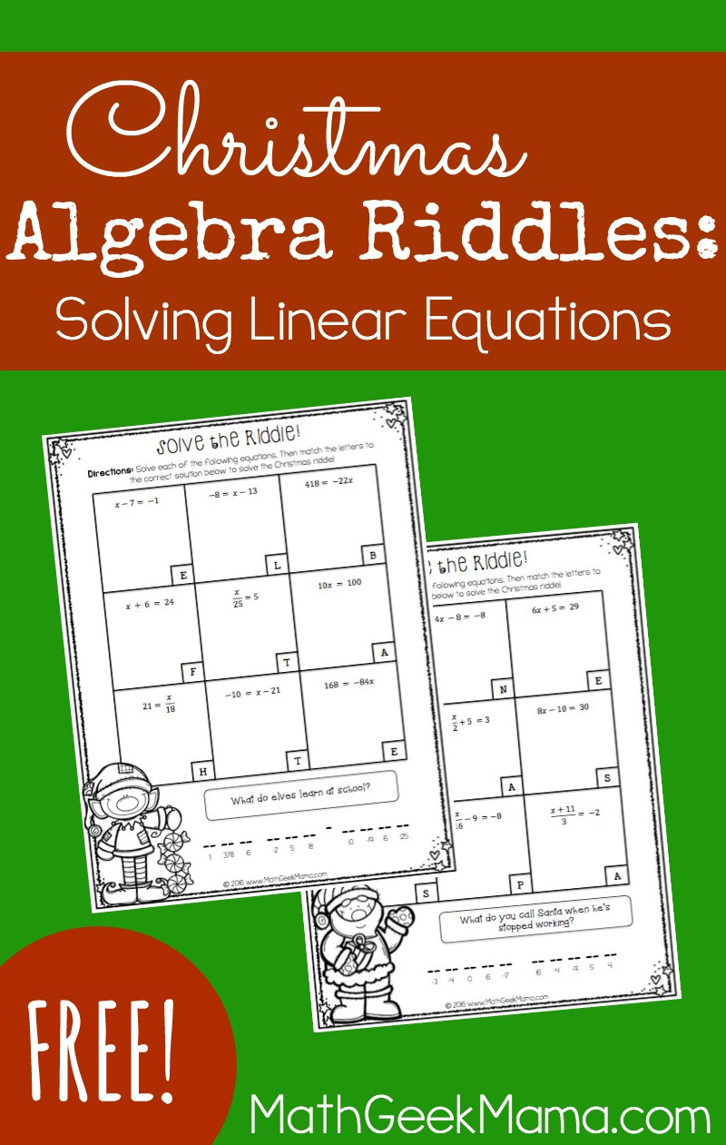 Solving Linear Equations Activity Pages Solving Linear Equations Activity Pages