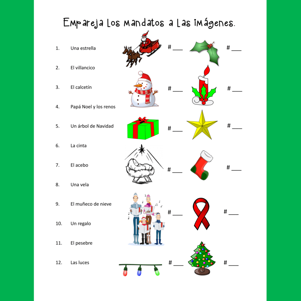 spanish christmas worksheets spanish christmas worksheets