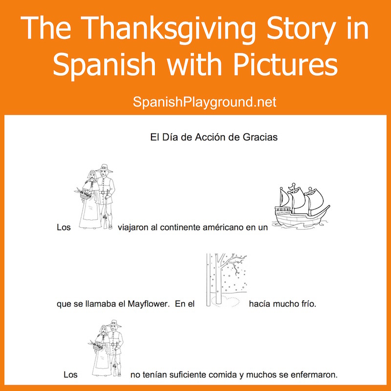 Spanish Thanksgiving Printable Kids Read Pictures Speak Spanish
