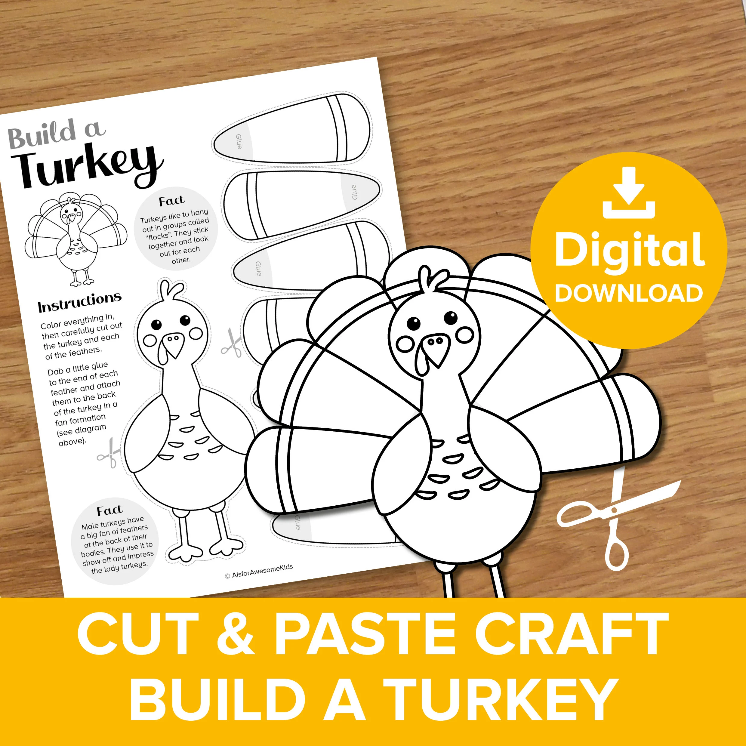 Thankful Turkey Cut Paste Craft Build A Thankful Turkey Cut Paste Craft Build A