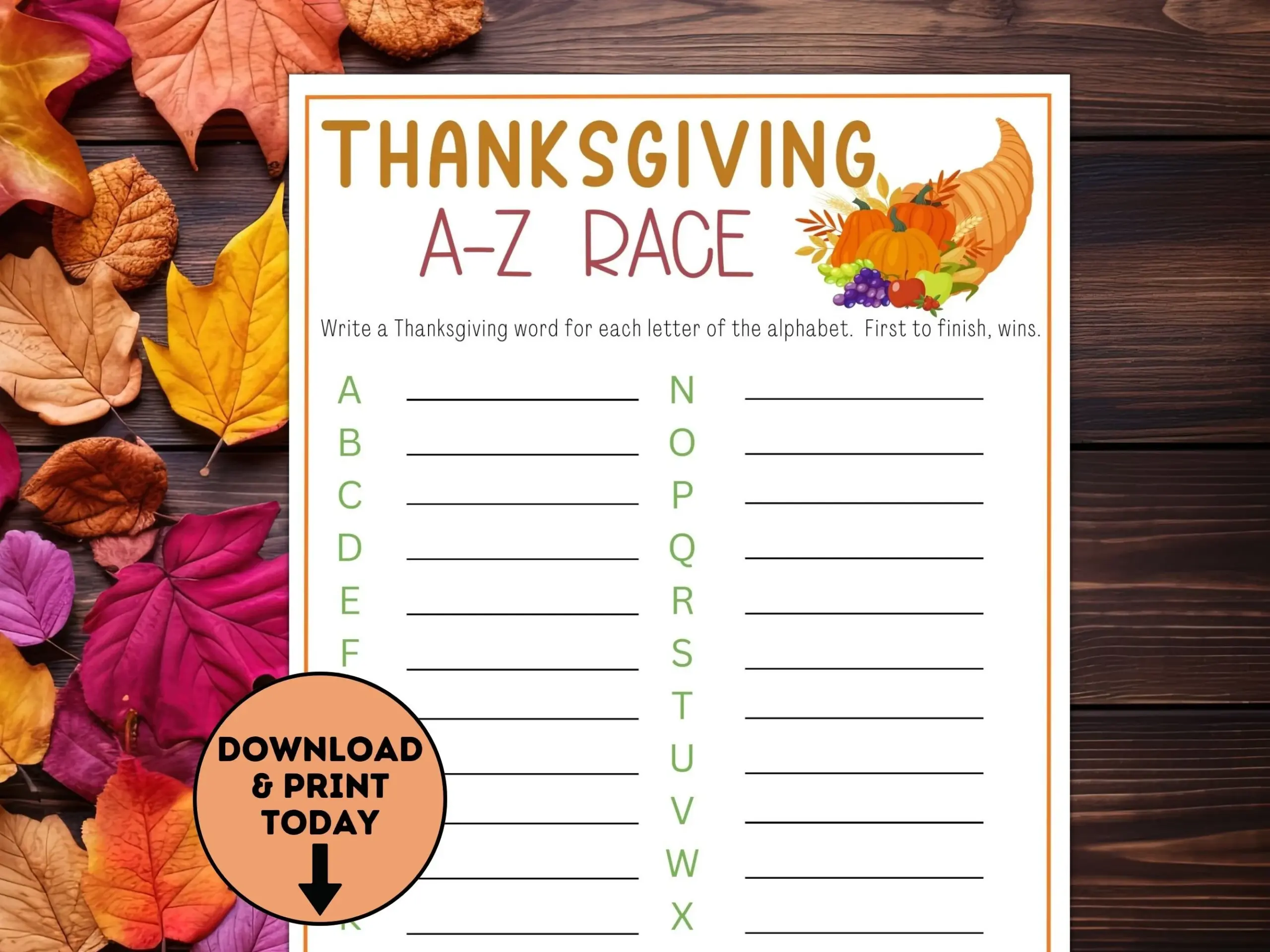 thanksgiving a z worksheet thanksgiving a z worksheet