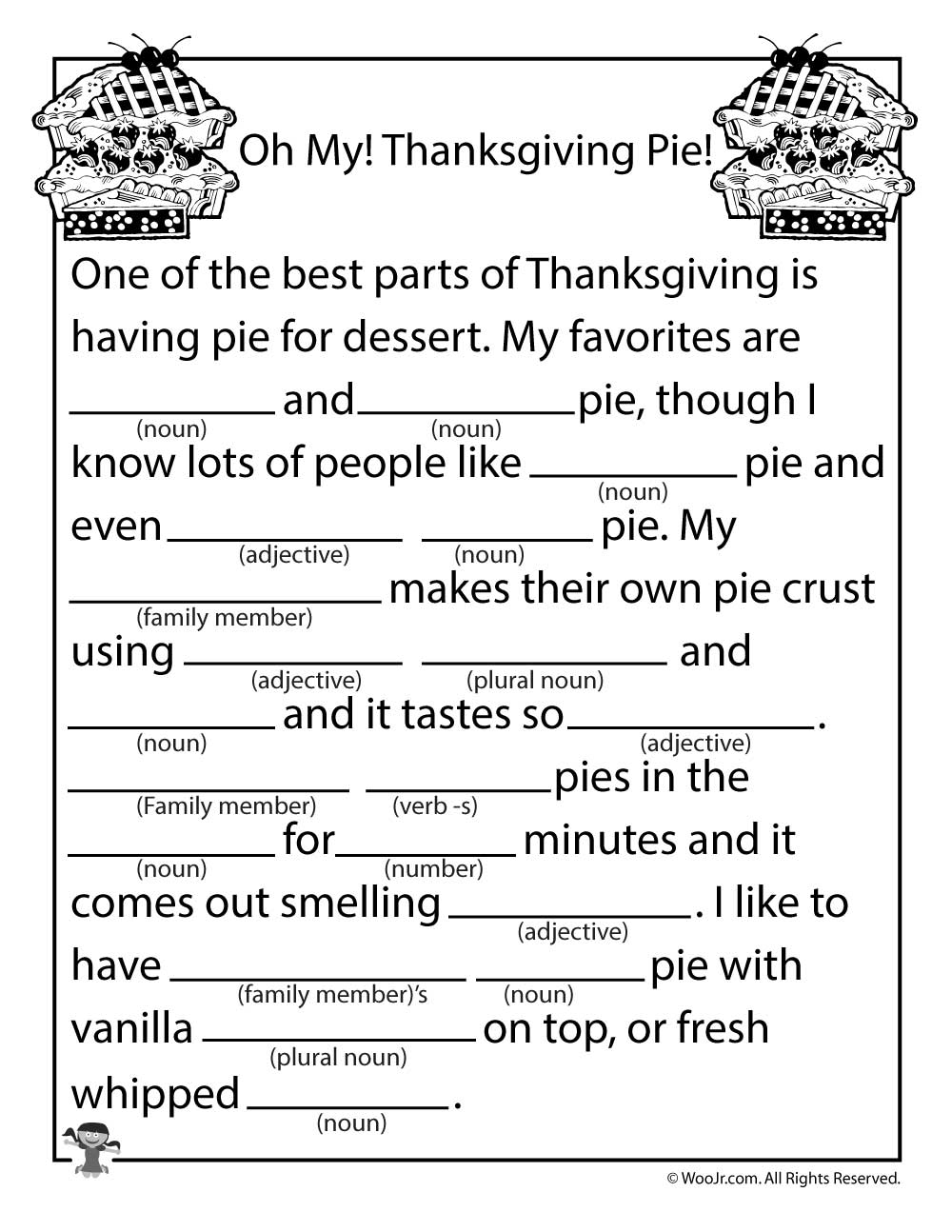 thanksgiving adjectives worksheet