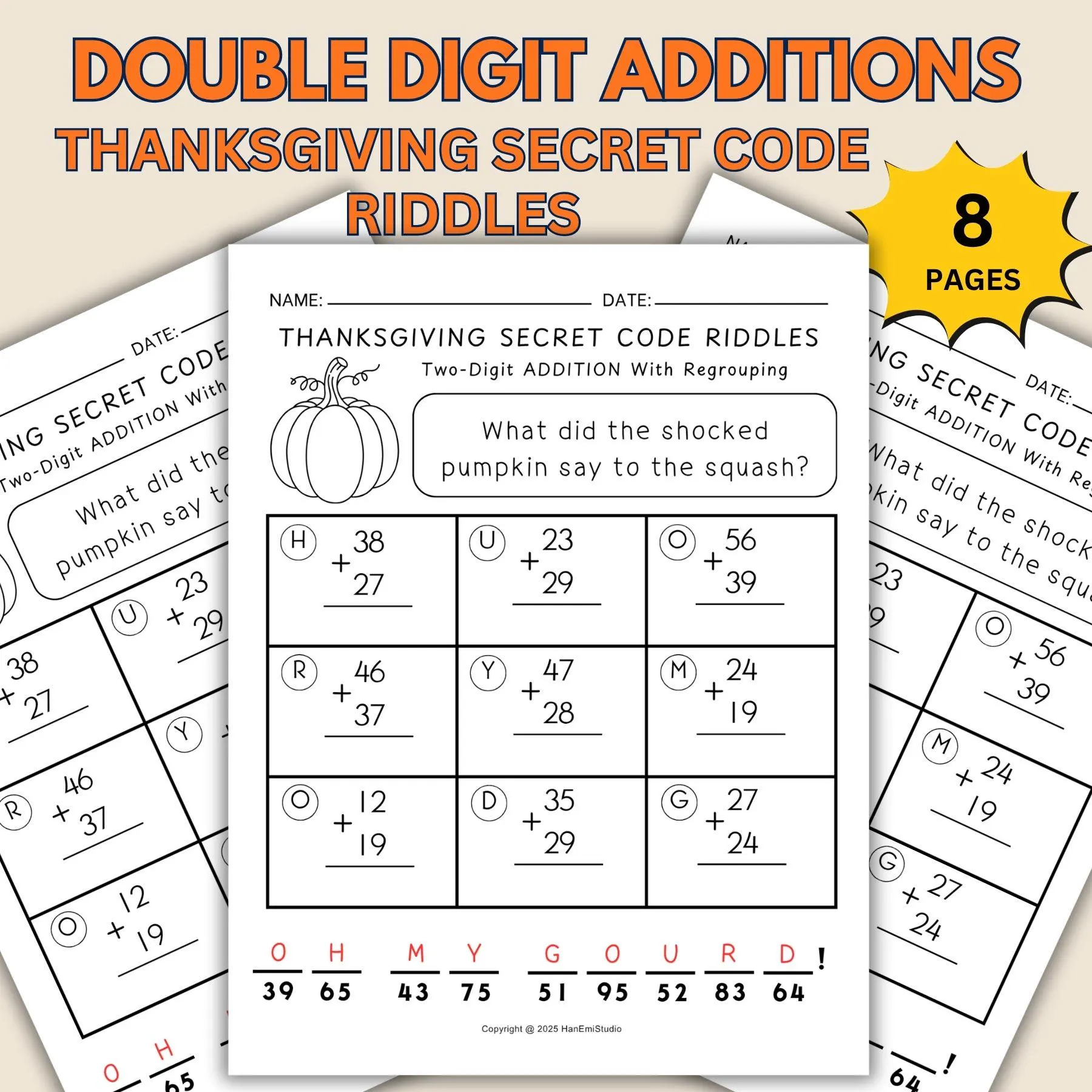 Thanksgiving Addition Worksheet Thanksgiving Addition Worksheet