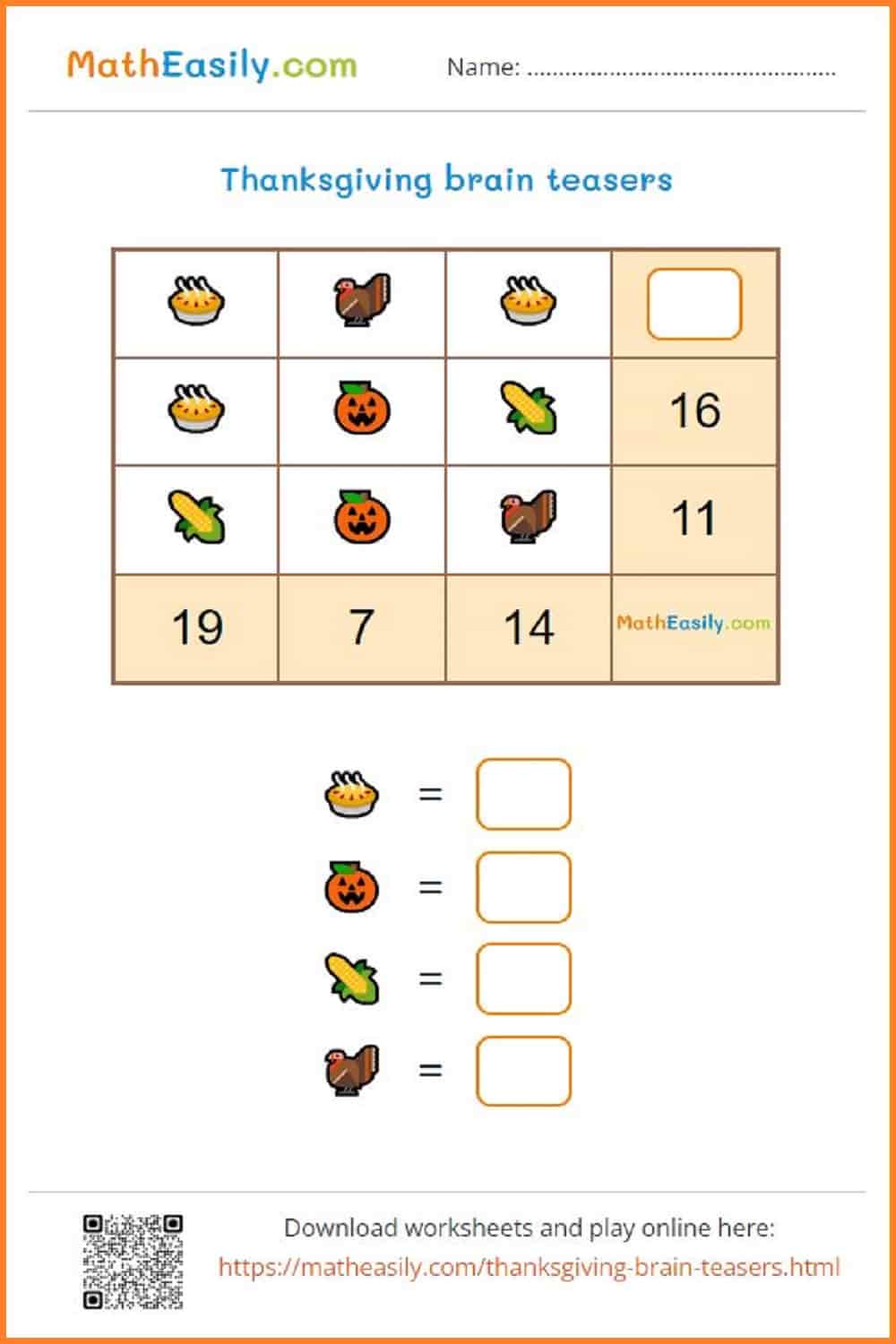 Thanksgiving Brain Teasers Thanksgiving Brain Teasers