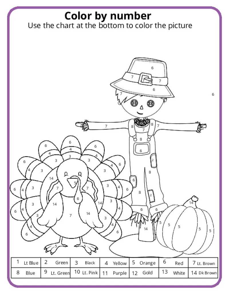 Thanksgiving Color By Number Thanksgiving Color By Number