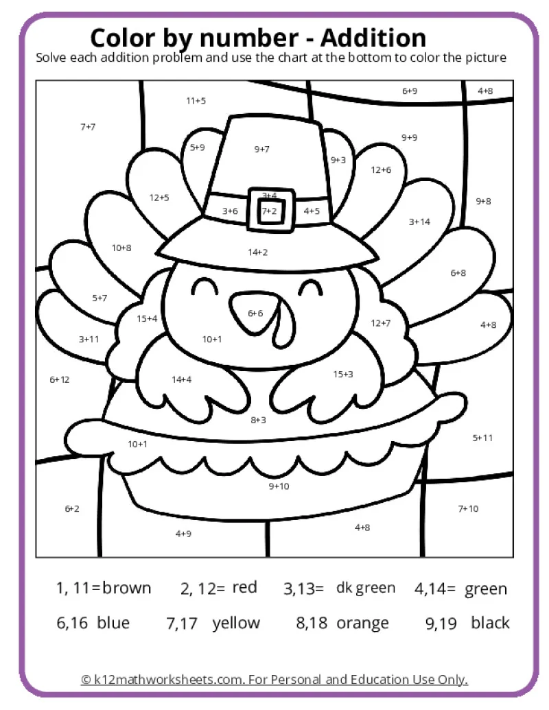 Thanksgiving Color By Number