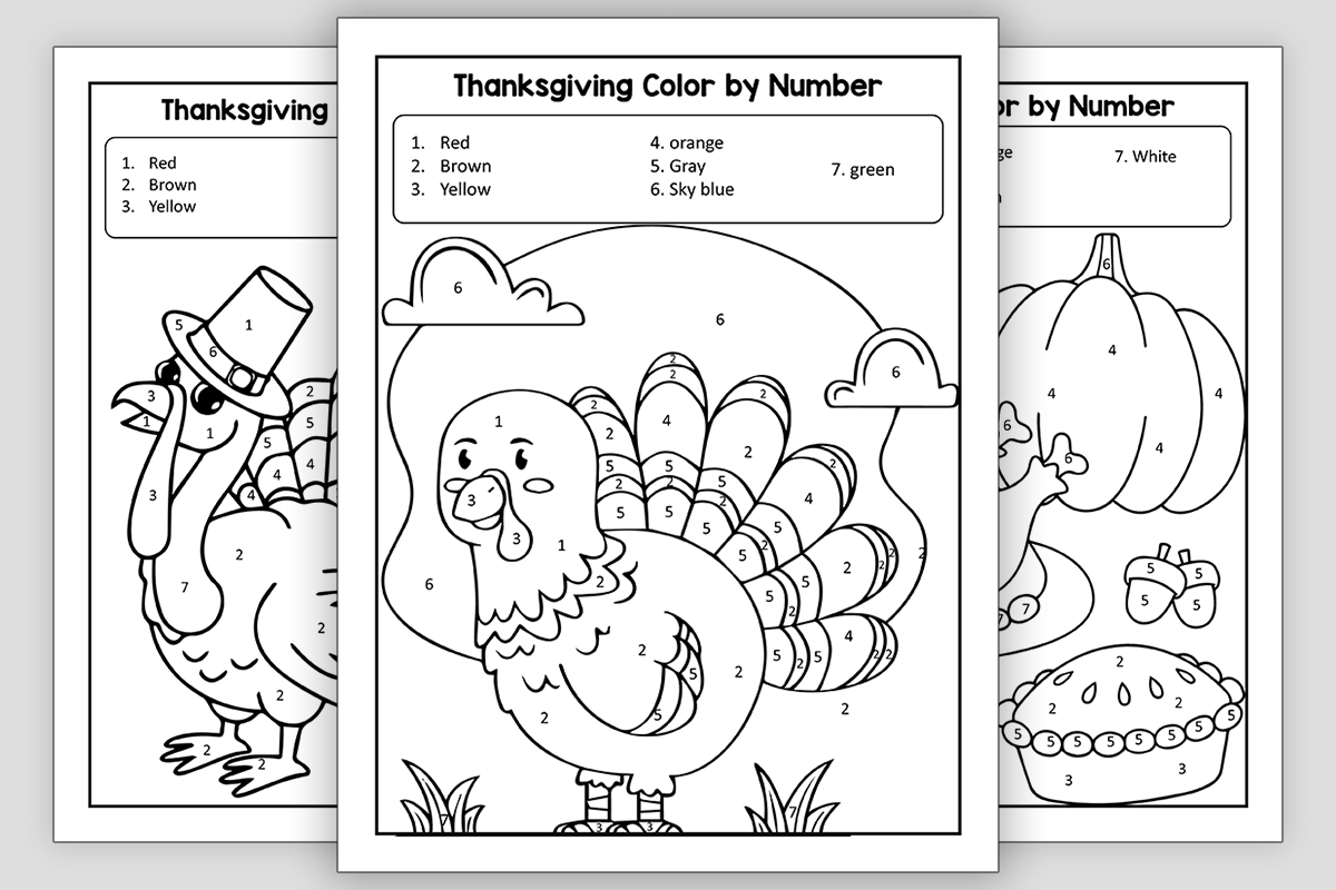Thanksgiving Color By Number Parts Of Speech Worksheets