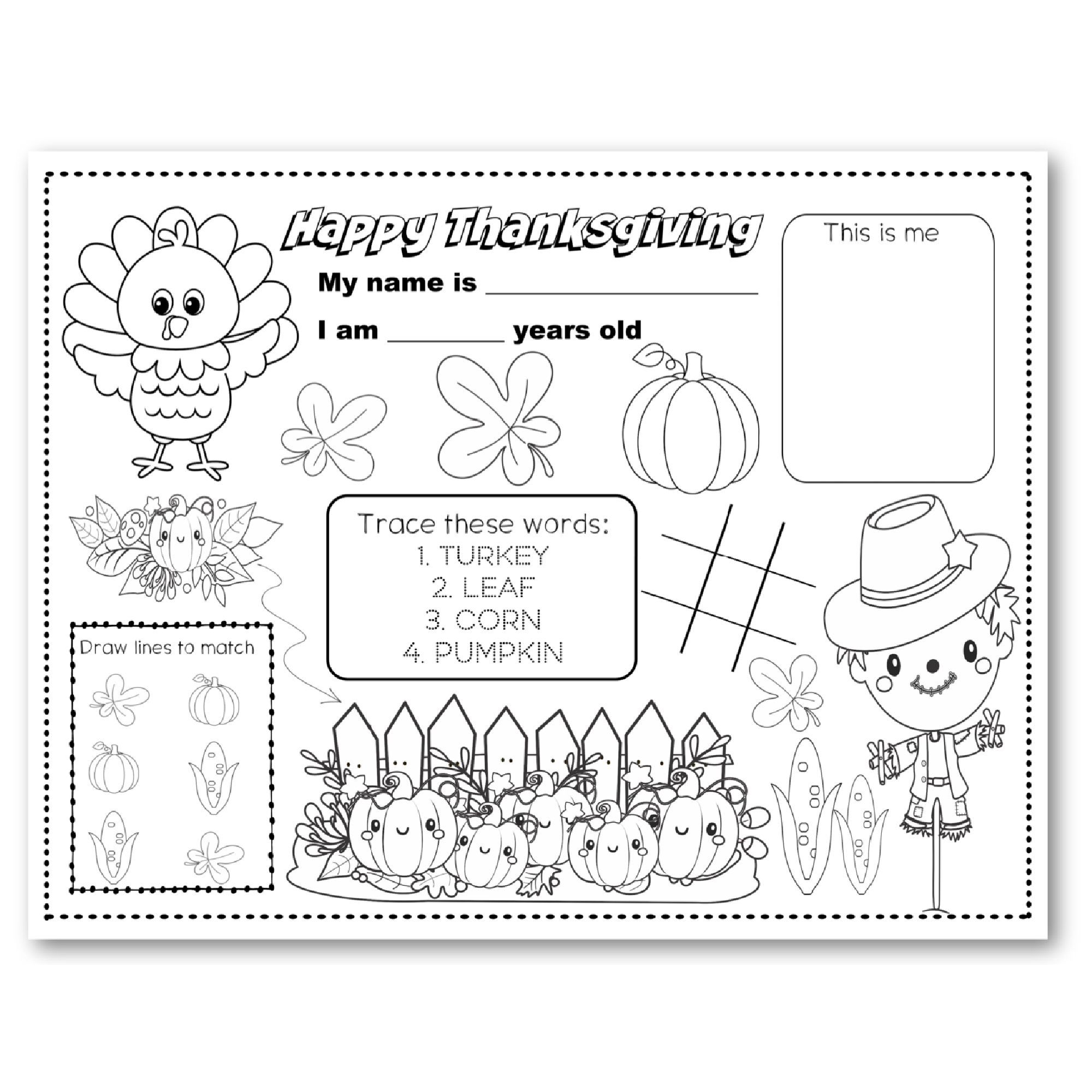Thanksgiving Coloring Placemats For Kids Thanksgiving Coloring Placemats For Kids