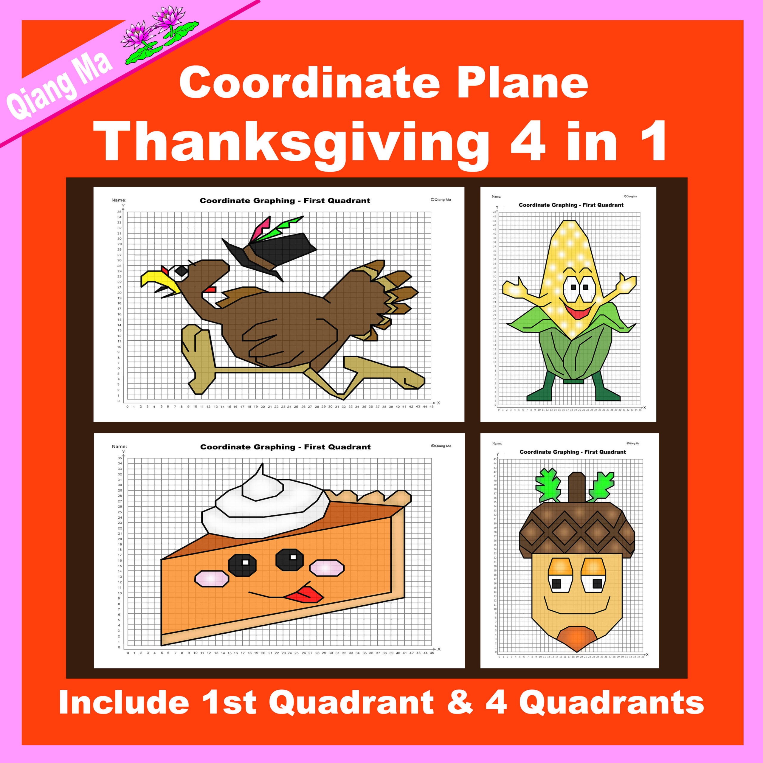 free thanksgiving coordinate graphing picture worksheets