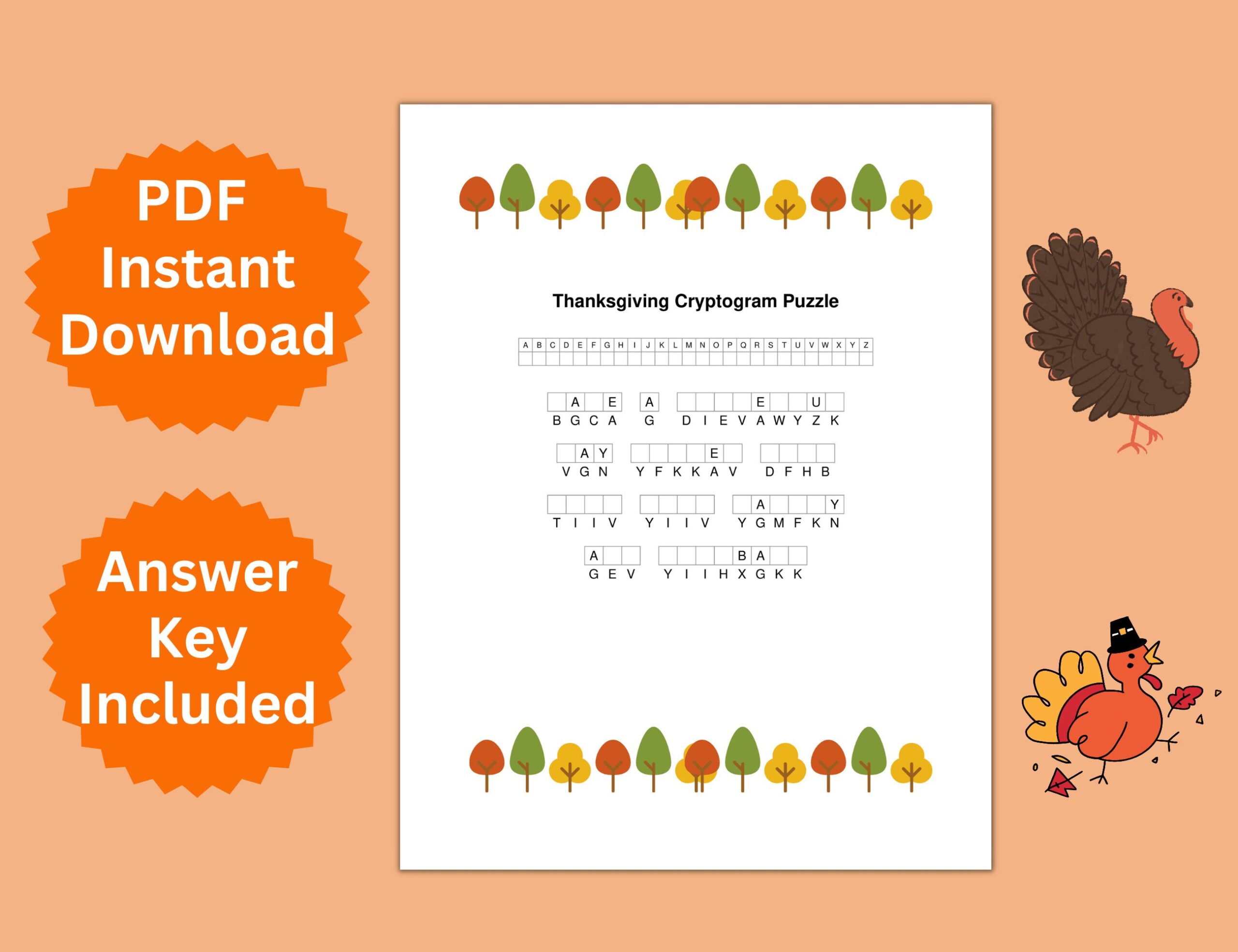 Thanksgiving Cryptogram Puzzle Thanksgiving Cryptogram Puzzle