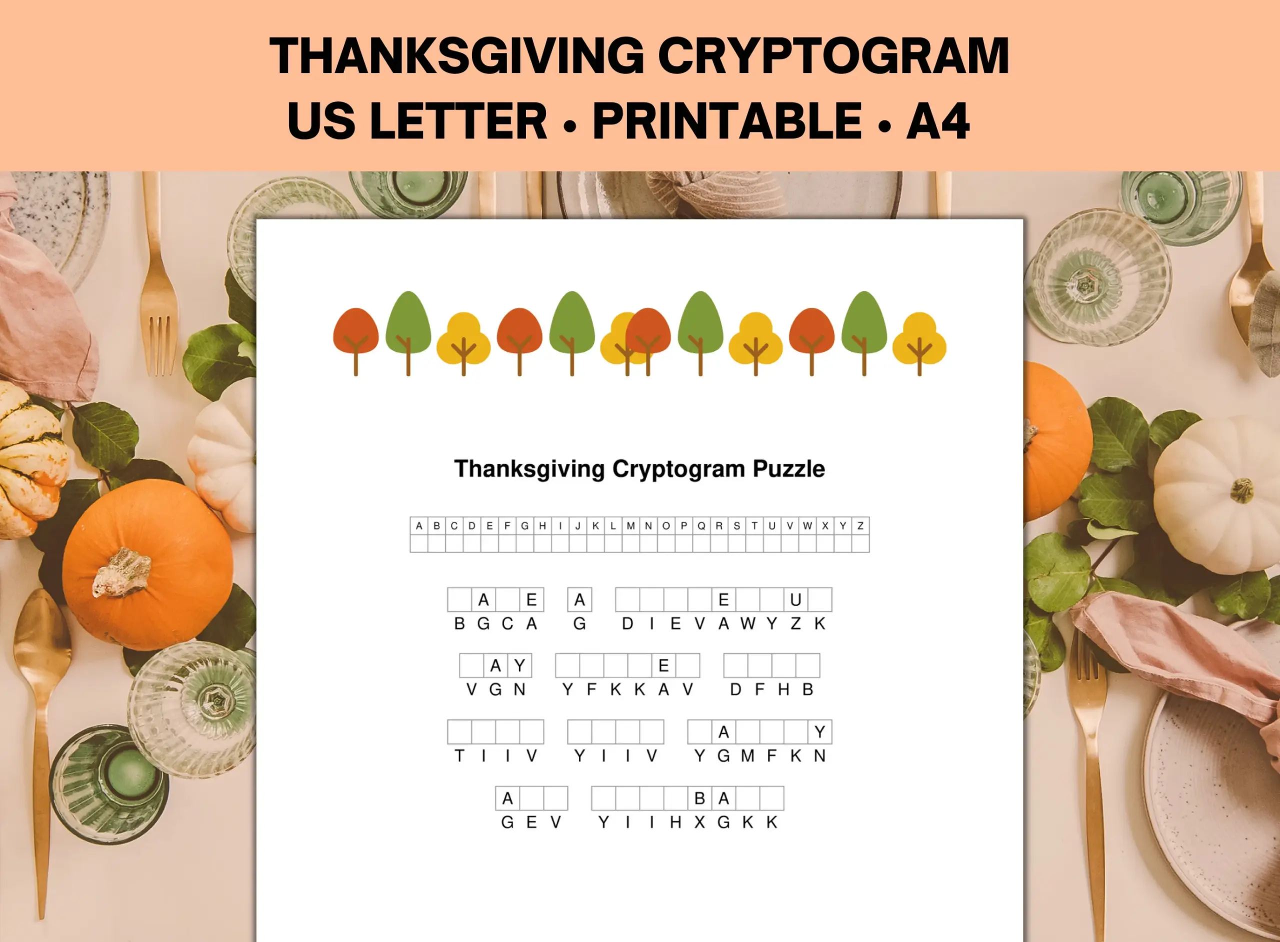 Thanksgiving Cryptogram Puzzle Thanksgiving Cryptogram Puzzle