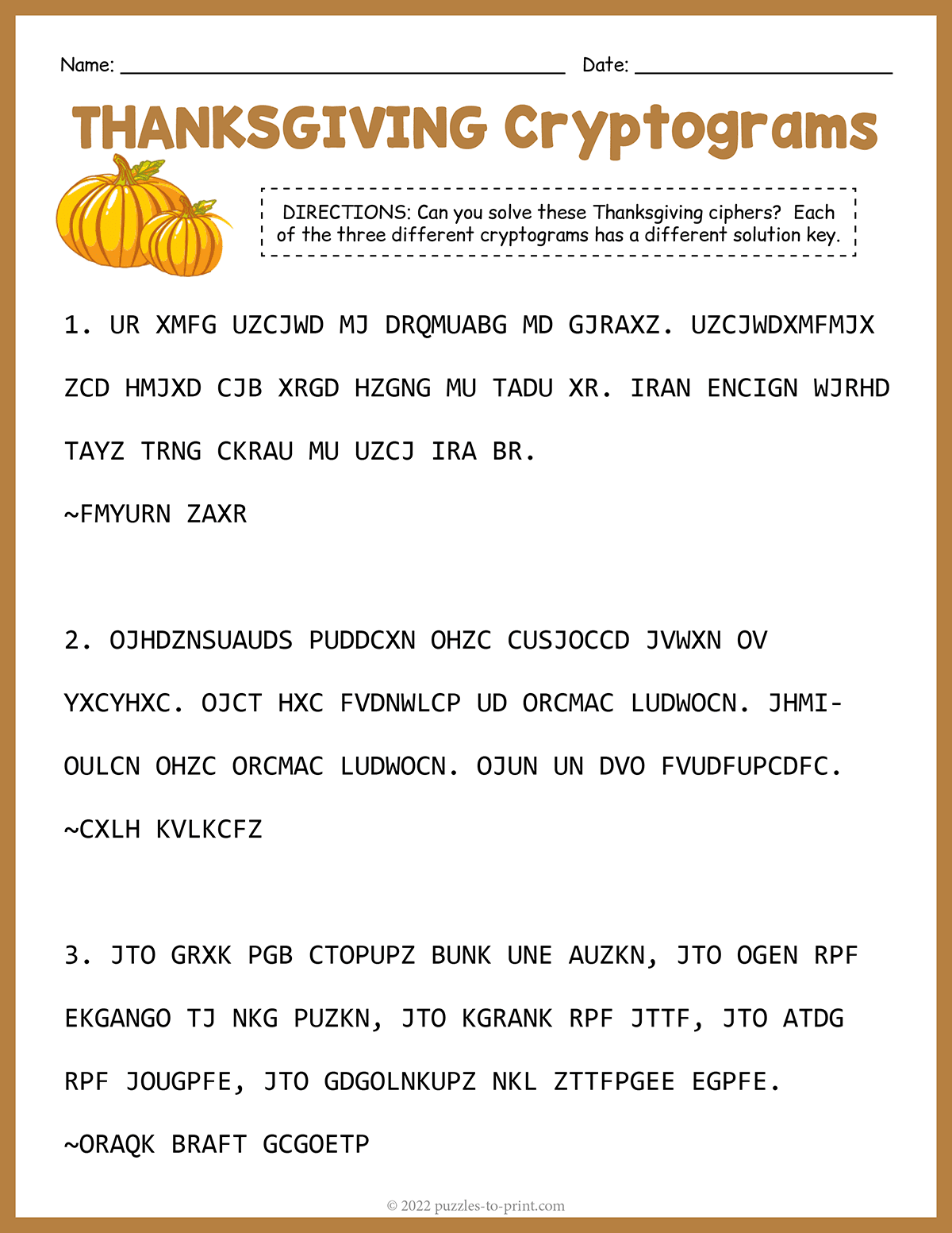 Thanksgiving Cryptograms shtml