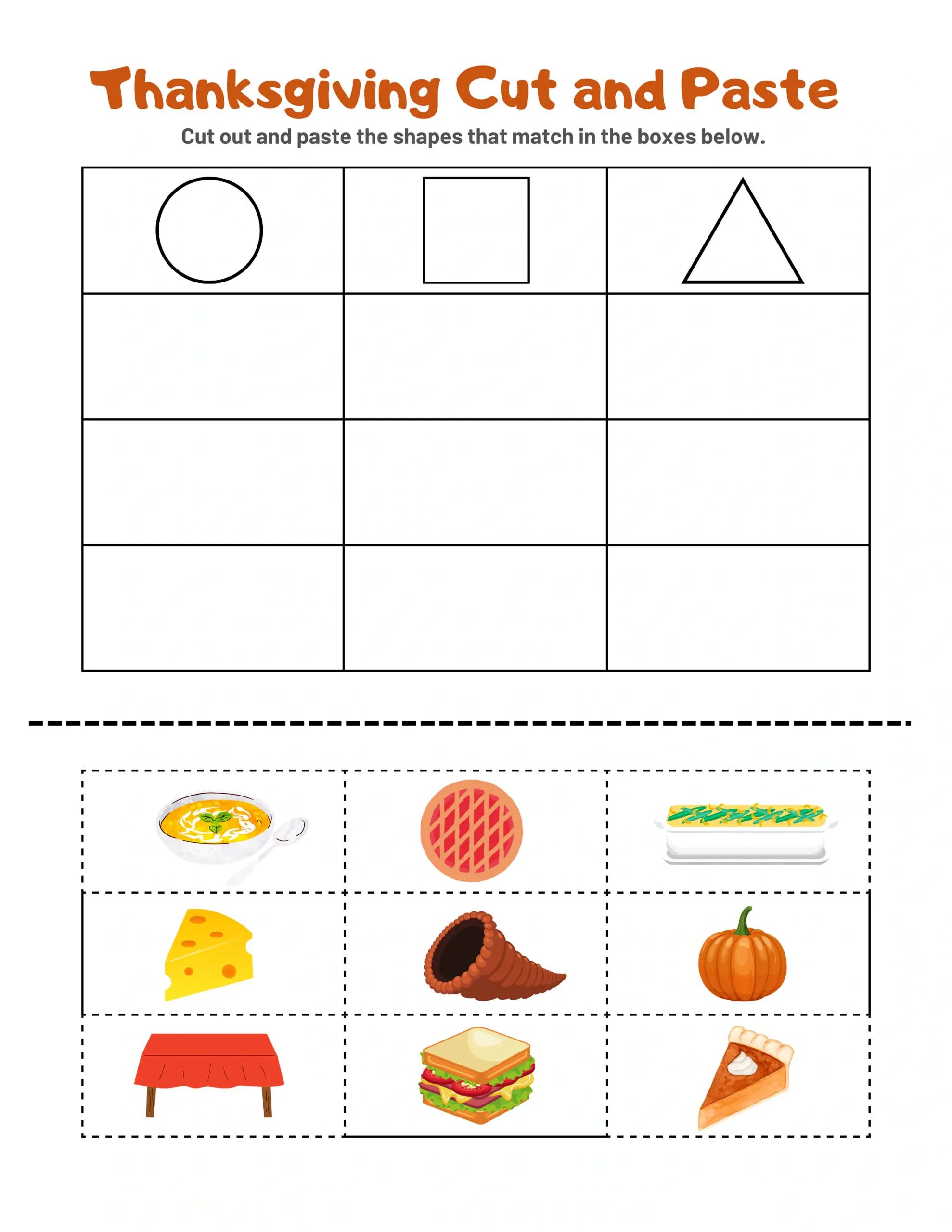Thanksgiving Fine Motor Worksheets