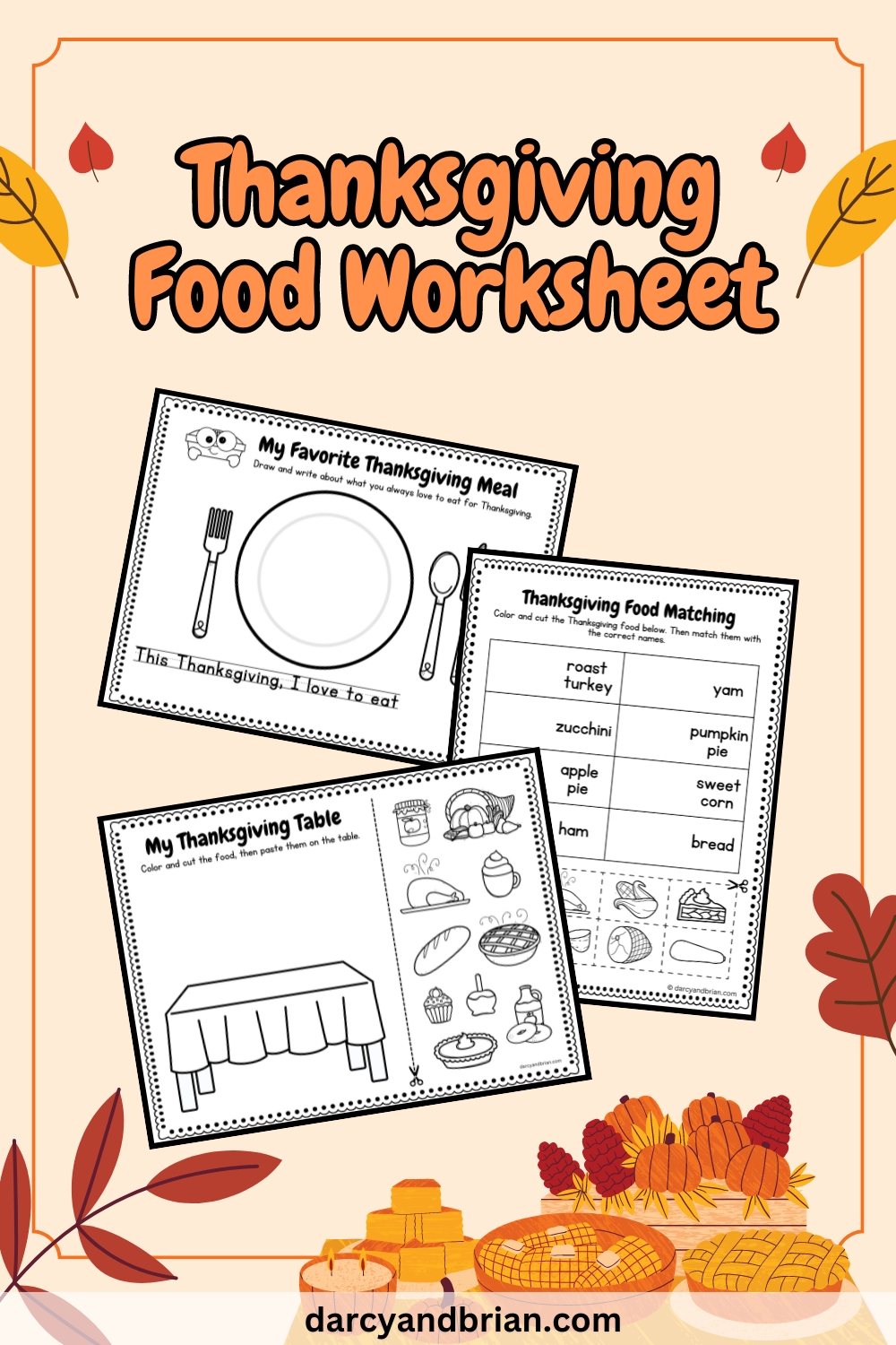 Thanksgiving Food Worksheet