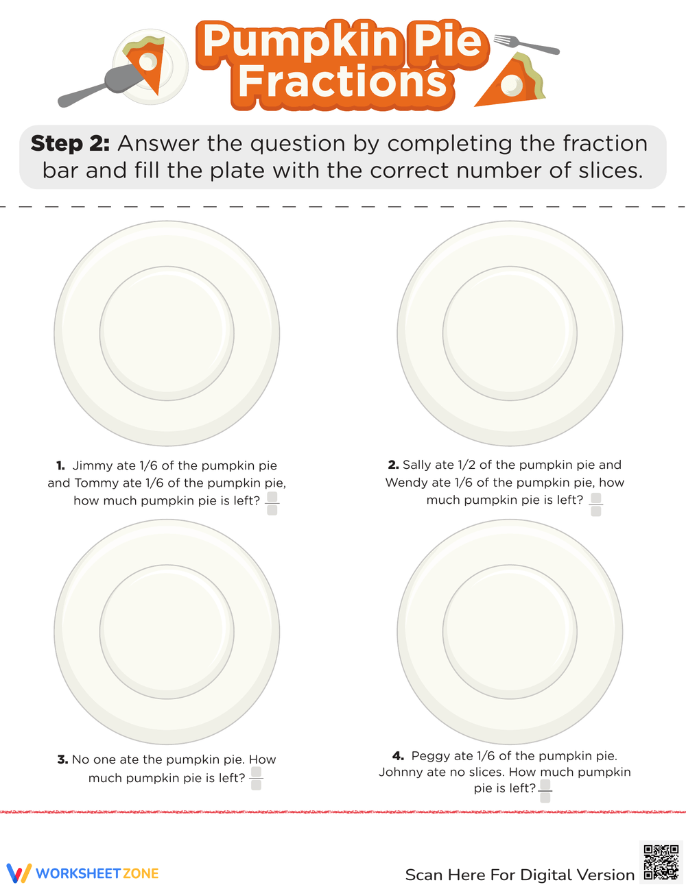 thanksgiving fractions worksheets