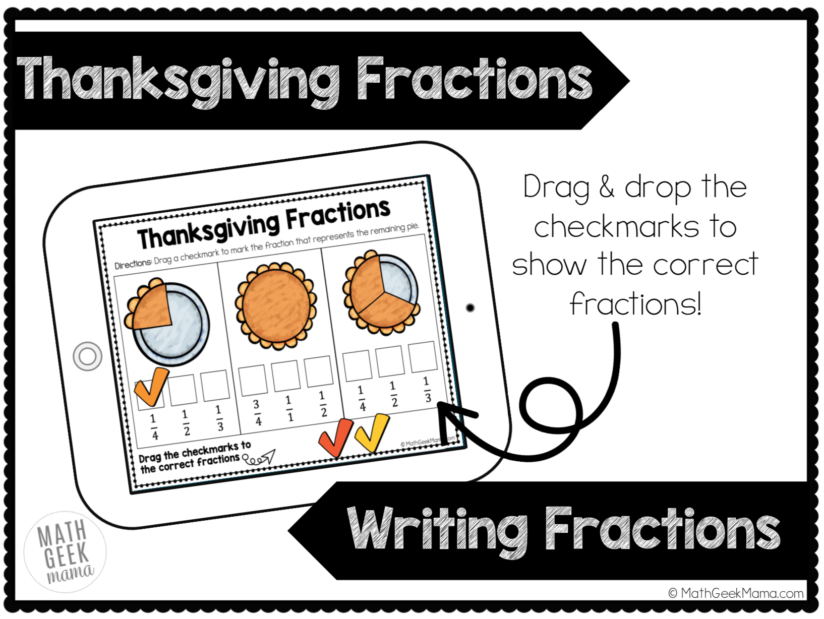 Thanksgiving Fractions Print Digital