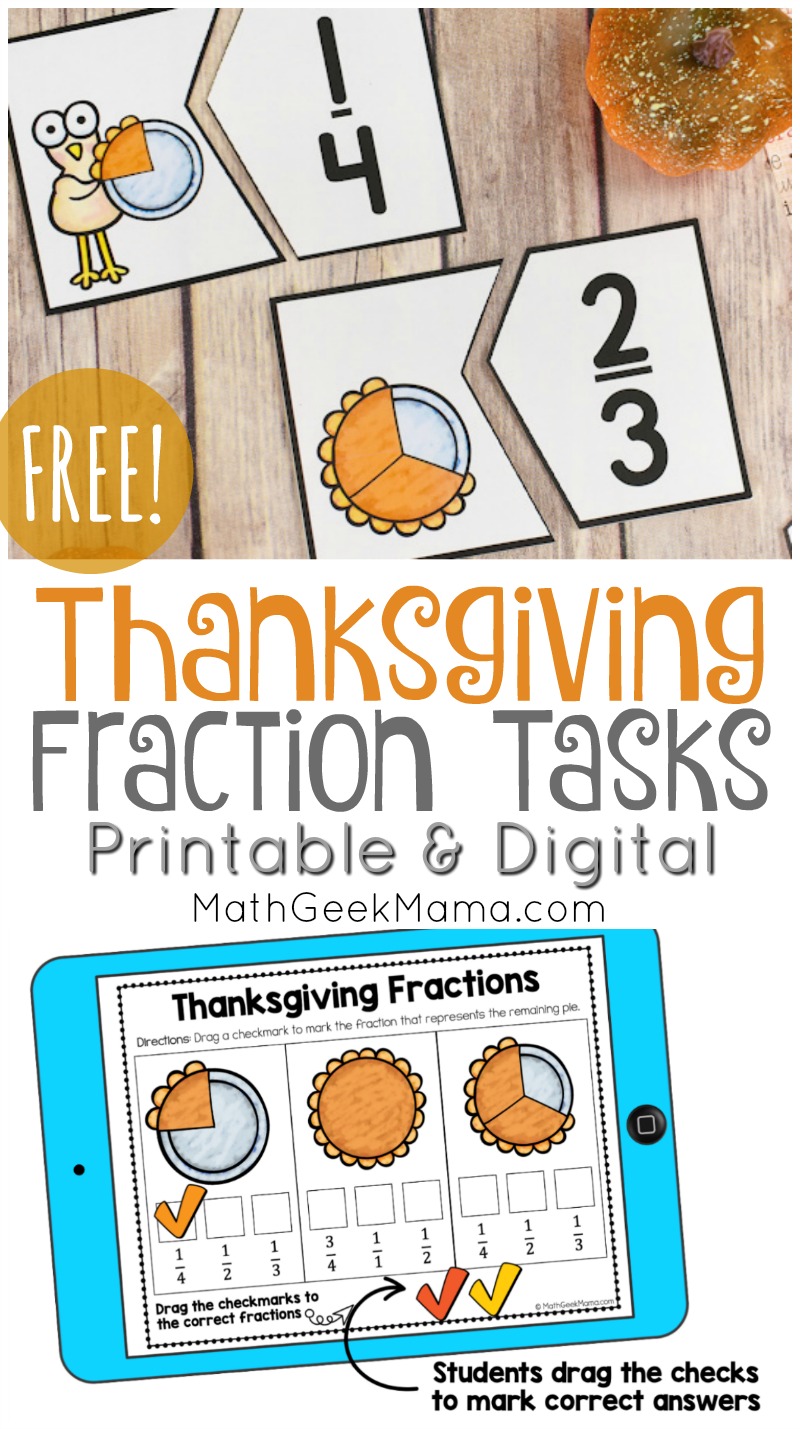 Thanksgiving Fractions Print Digital