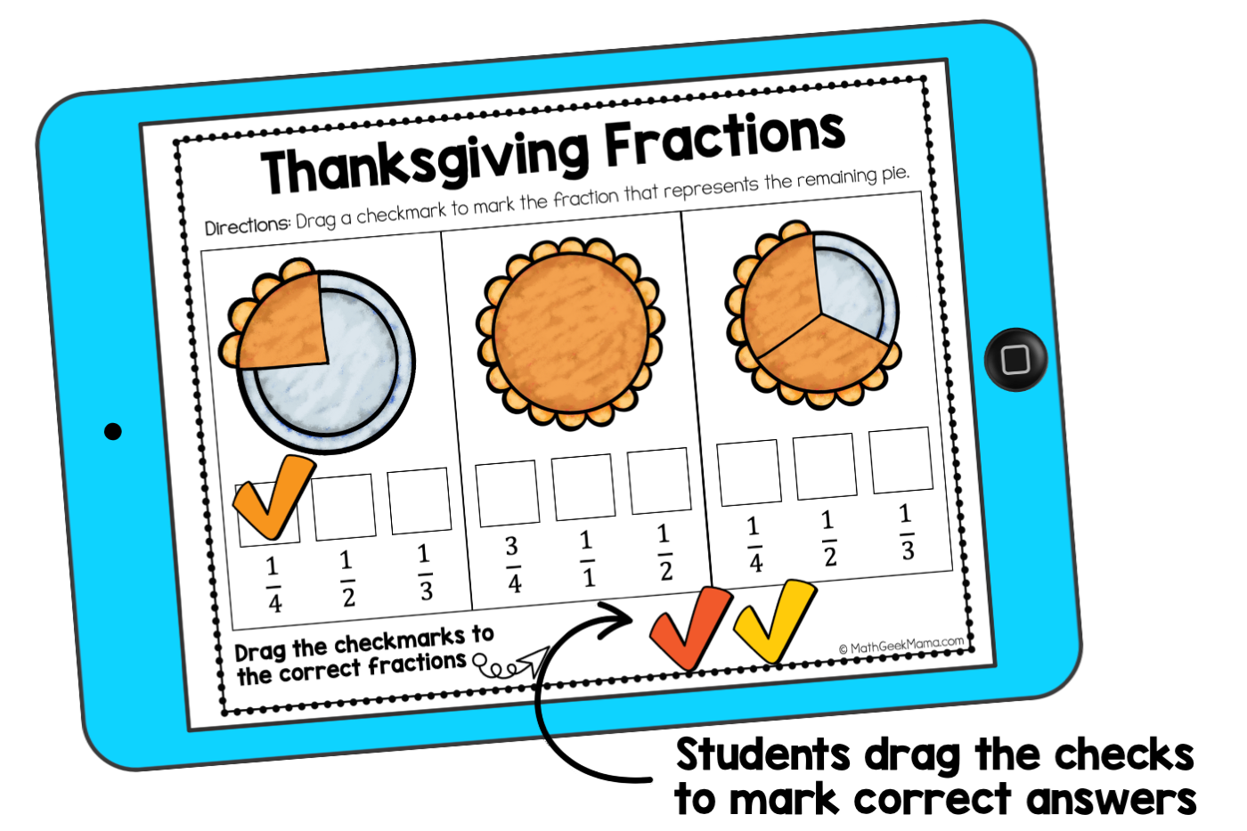 Thanksgiving Fractions Print Digital