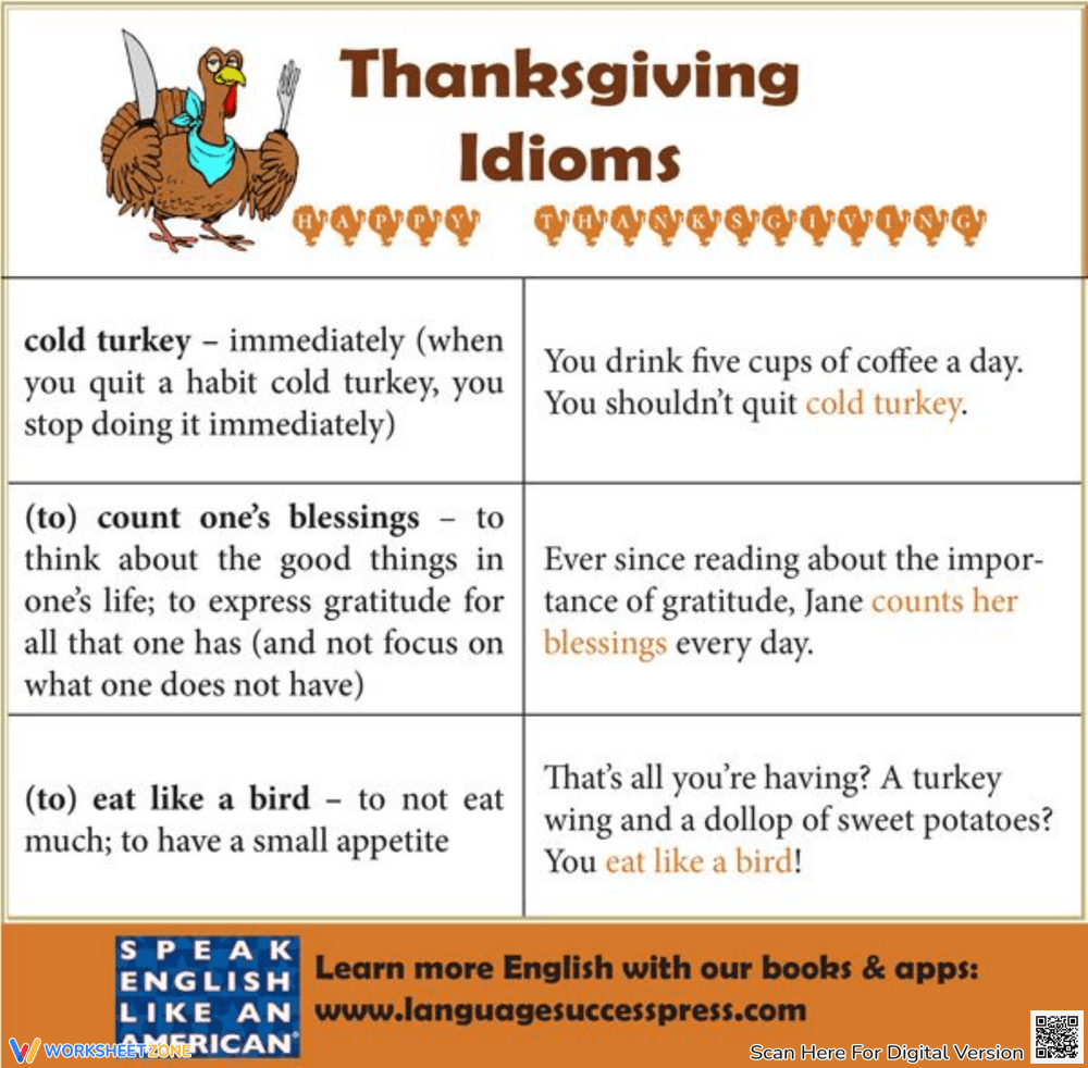 Thanksgiving Idioms Thanksgiving Idioms