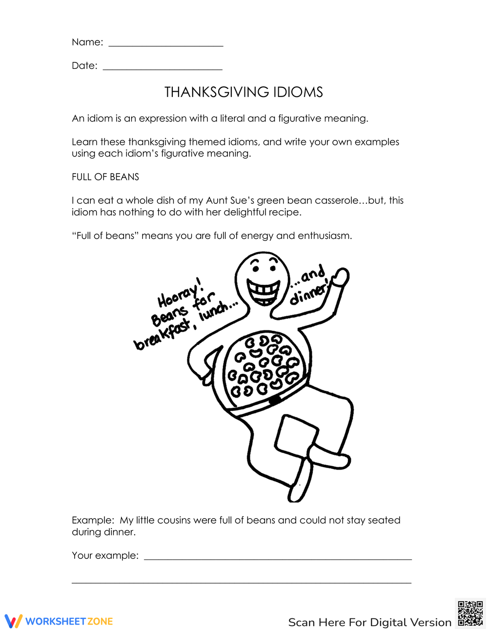 thanksgiving idioms worksheet thanksgiving idioms worksheet