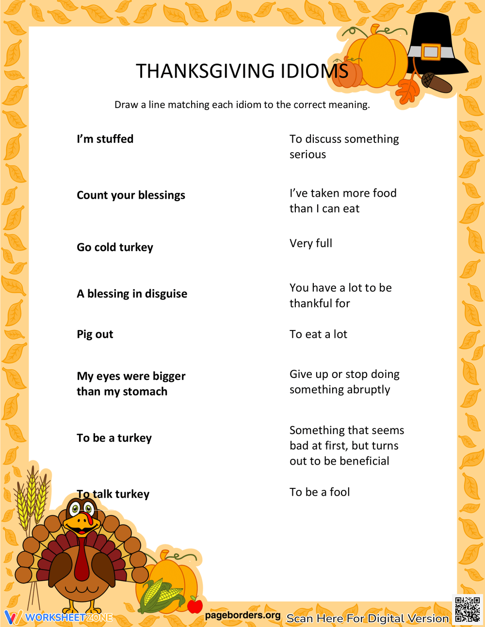 Thanksgiving Idioms Thanksgiving Idioms