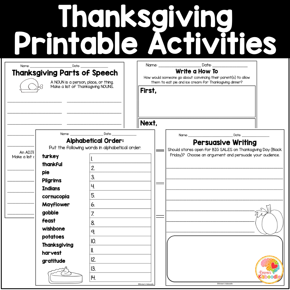 Thanksgiving Literacy Activities No Prep