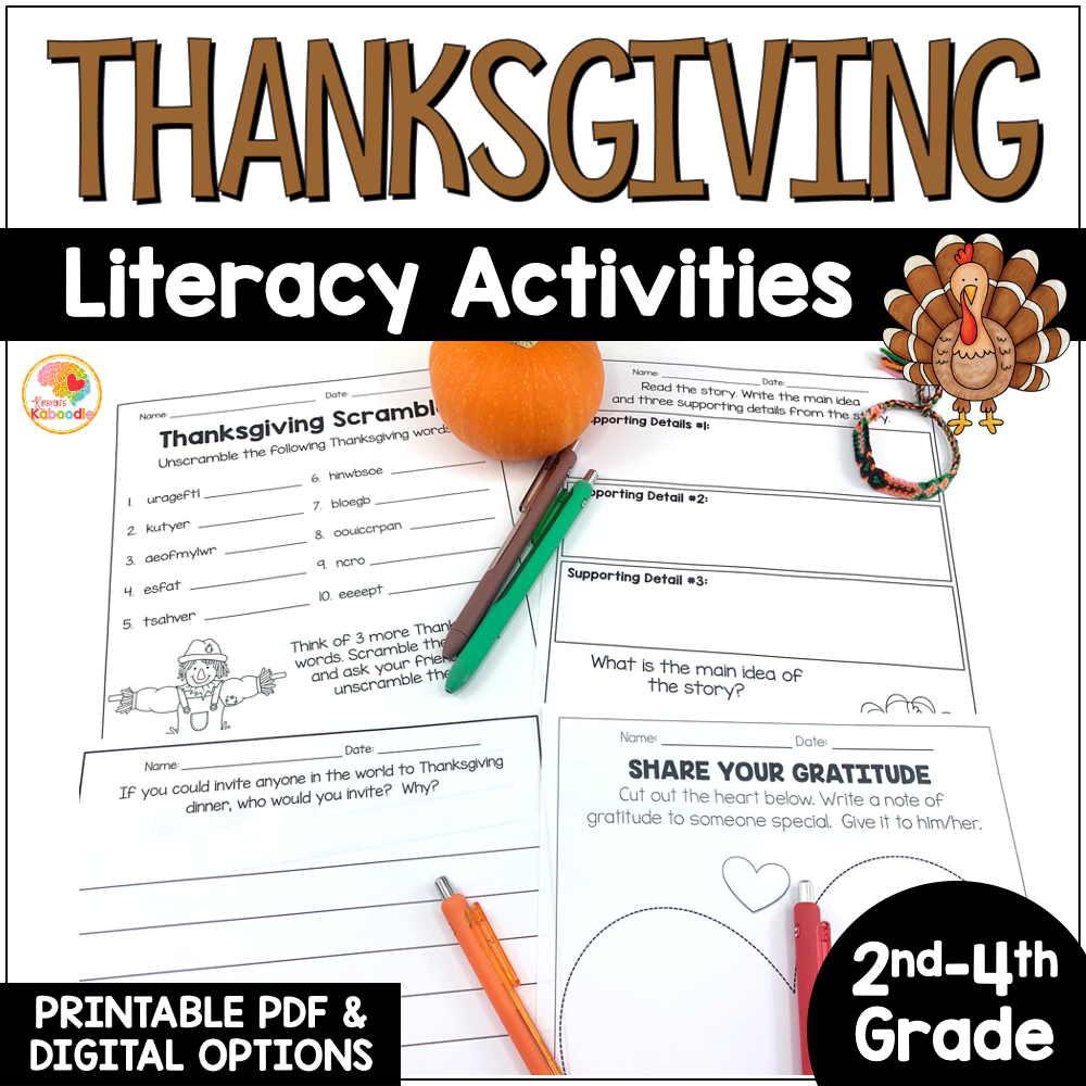 Thanksgiving Literacy Activities No Prep Thanksgiving Literacy Activities No Prep
