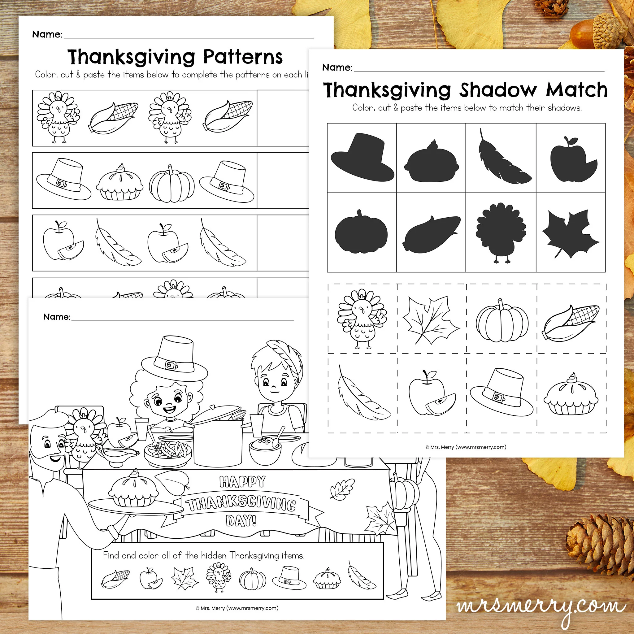 Thanksgiving Matching Worksheets Bundle Mrs Merry Thanksgiving Matching Worksheets Bundle Mrs Merry