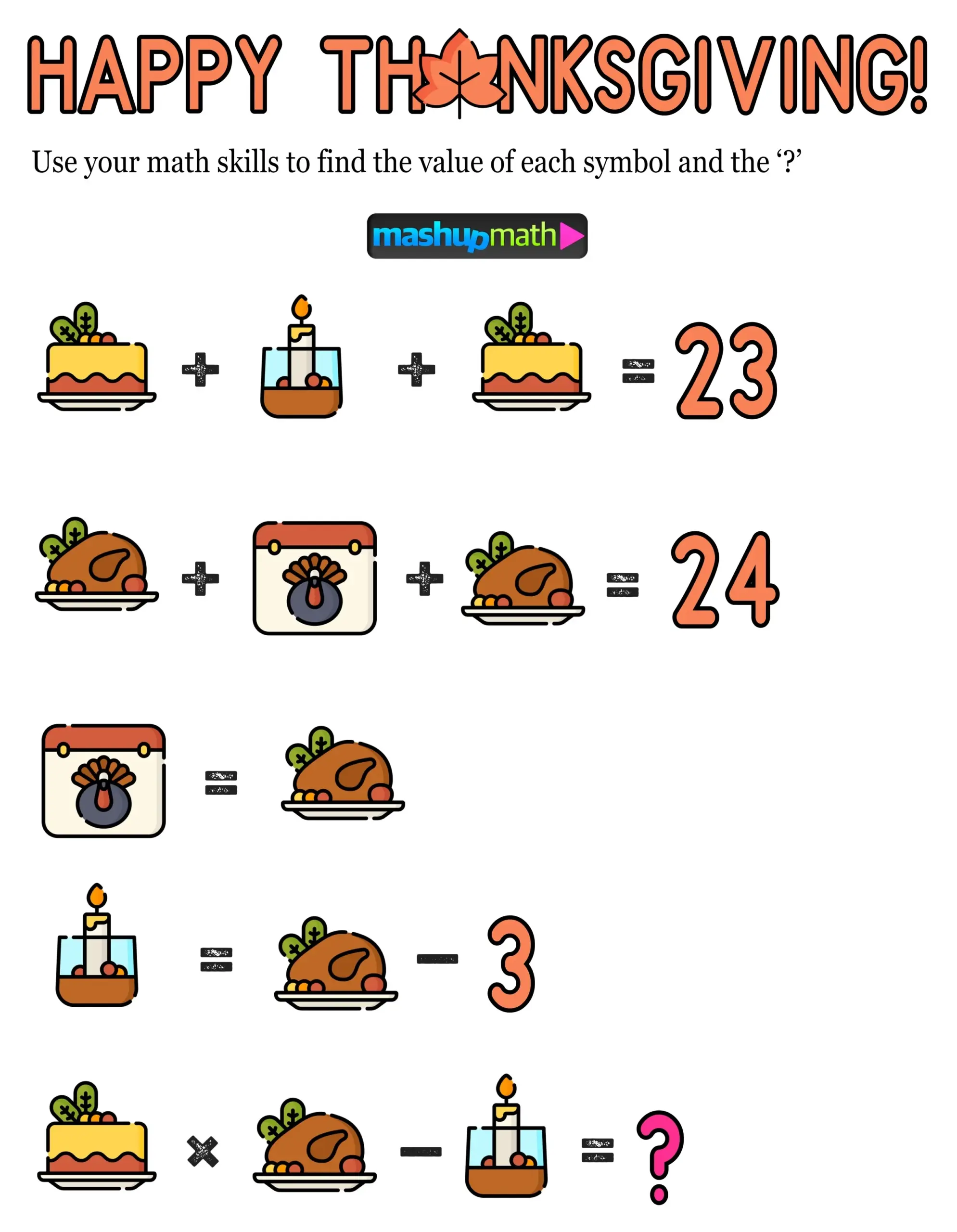 Thanksgiving Math Thanksgiving Math