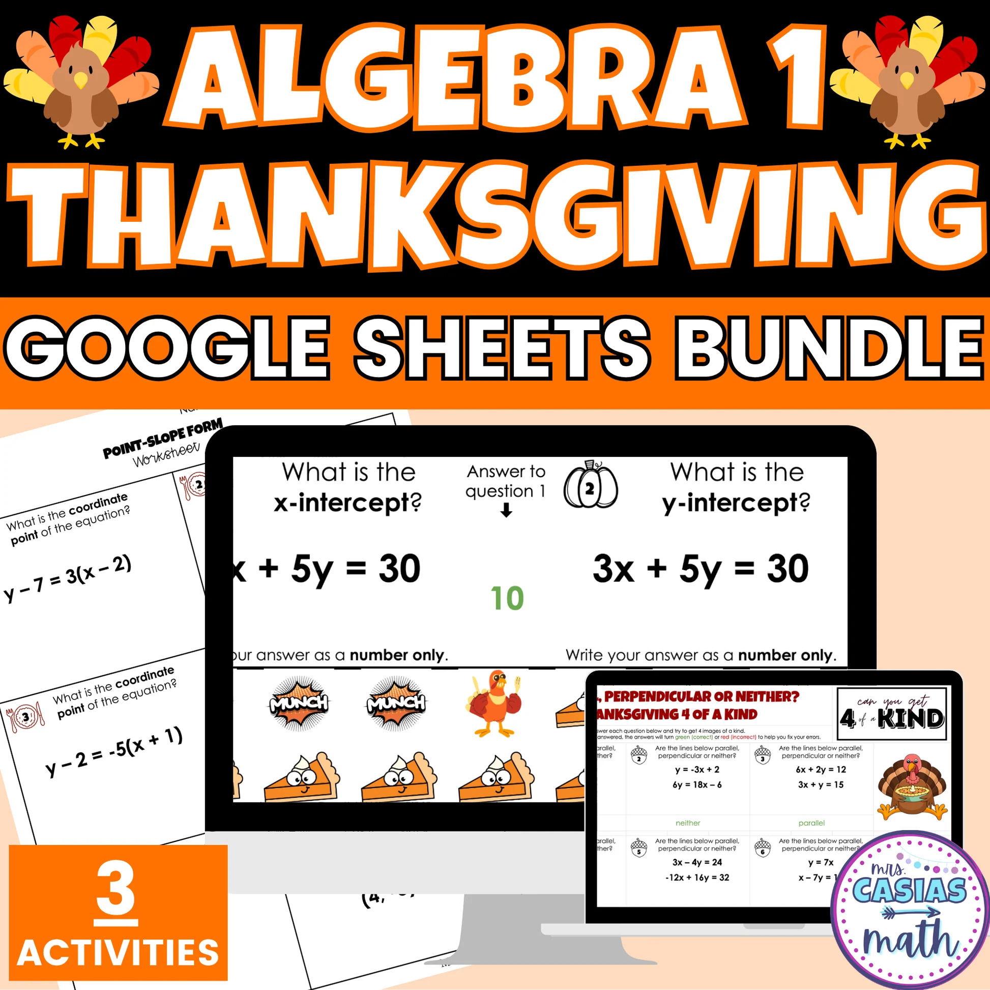 Thanksgiving Math Activities Algebra 1 Google Sheets And Worksheets Bundle Thanksgiving Math Activities Algebra 1 Google Sheets And Worksheets Bundle