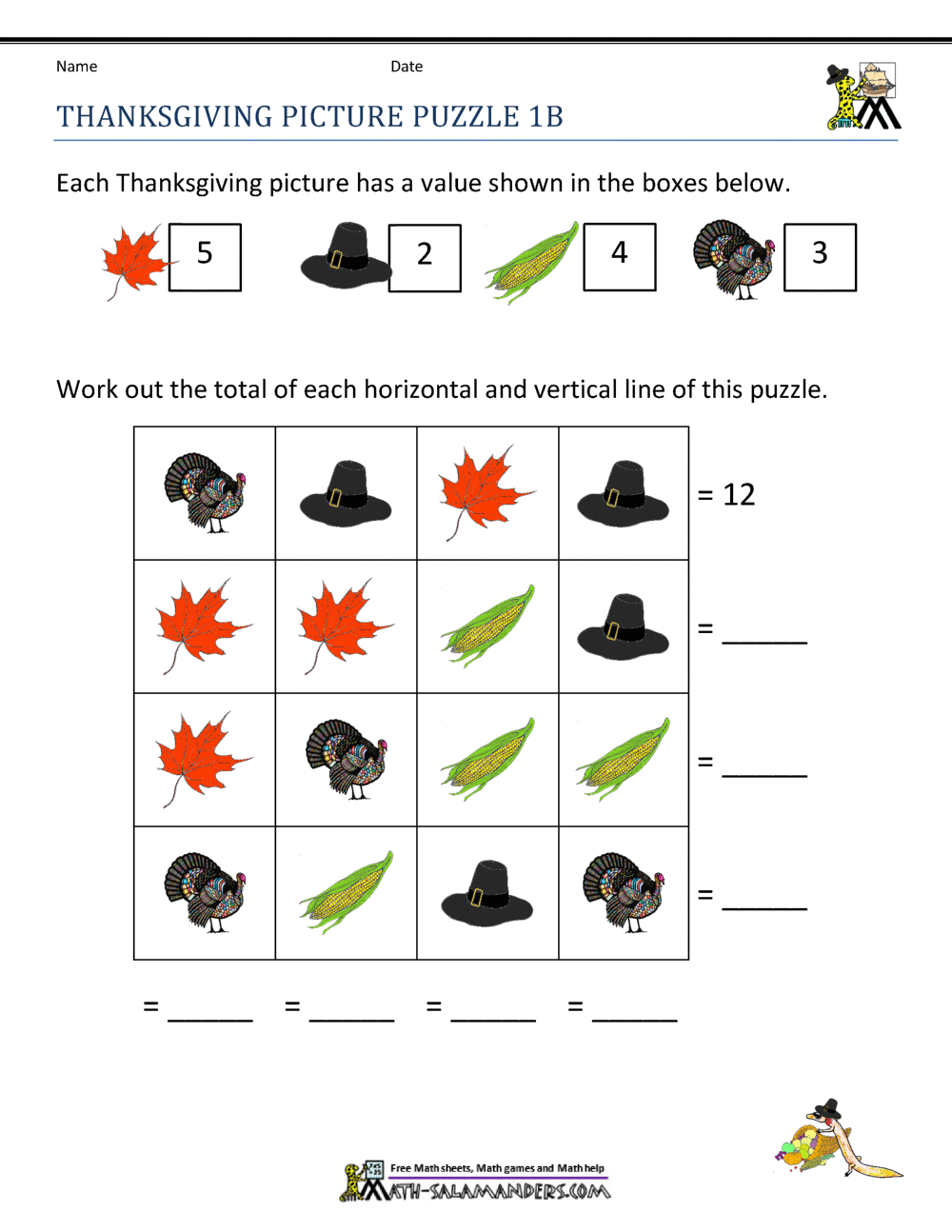 Thanksgiving Math Activities First Grade Thanksgiving Math Activities First Grade