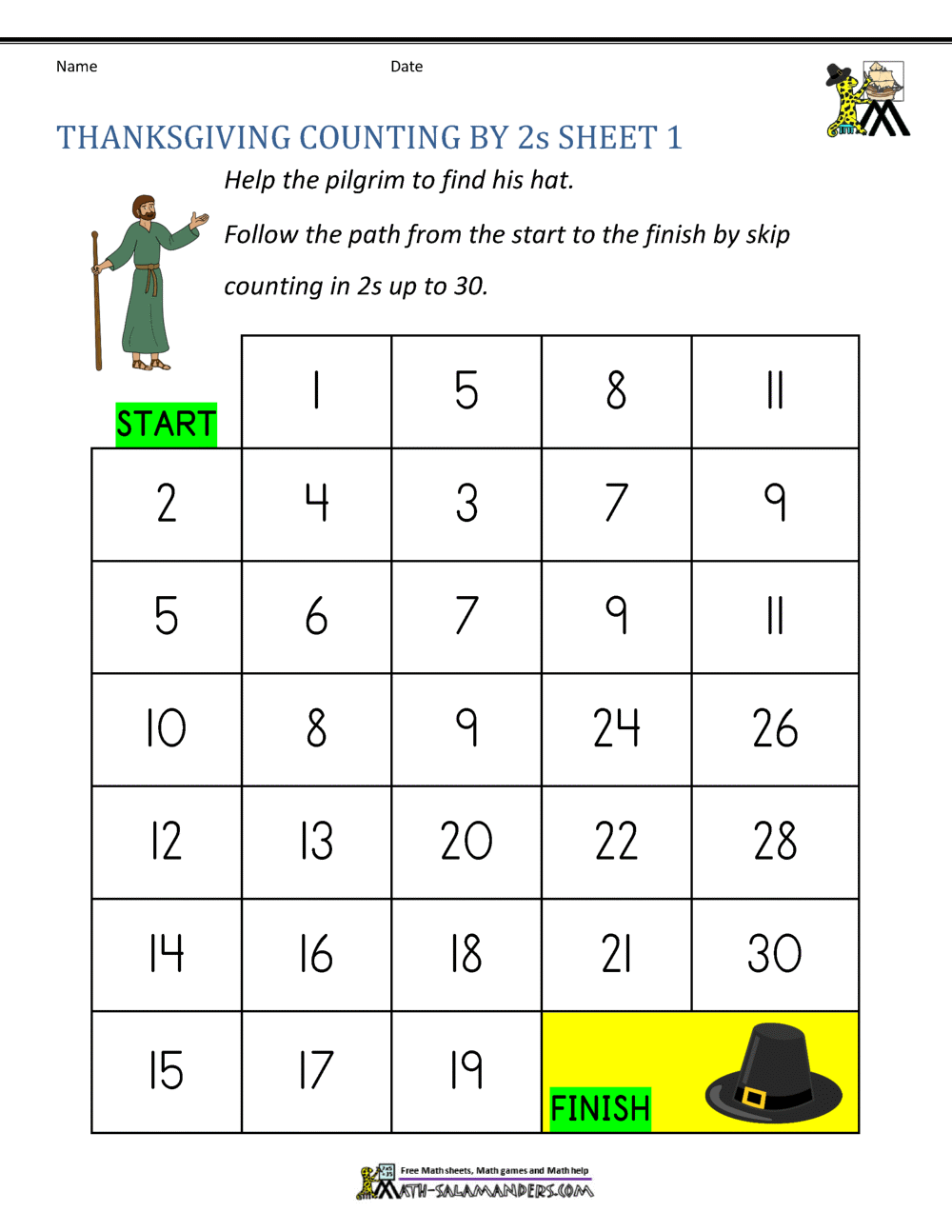 Thanksgiving Math Activities First Grade