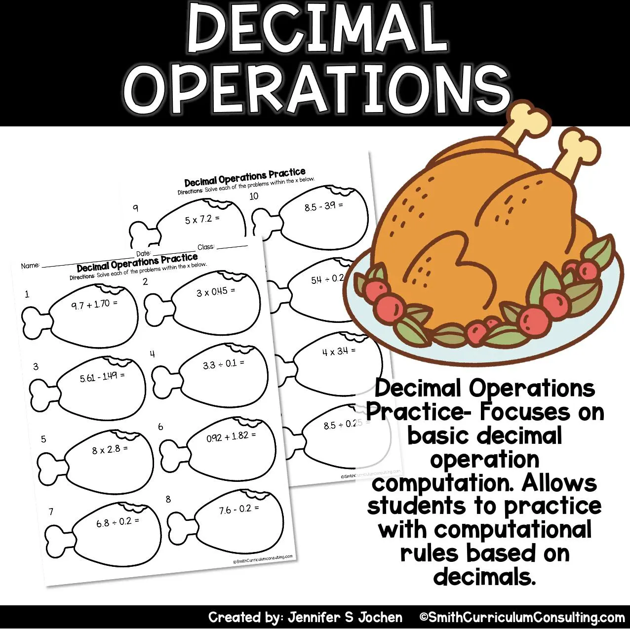 Thanksgiving Math Decimal Operations Thanksgiving Math Decimal Operations