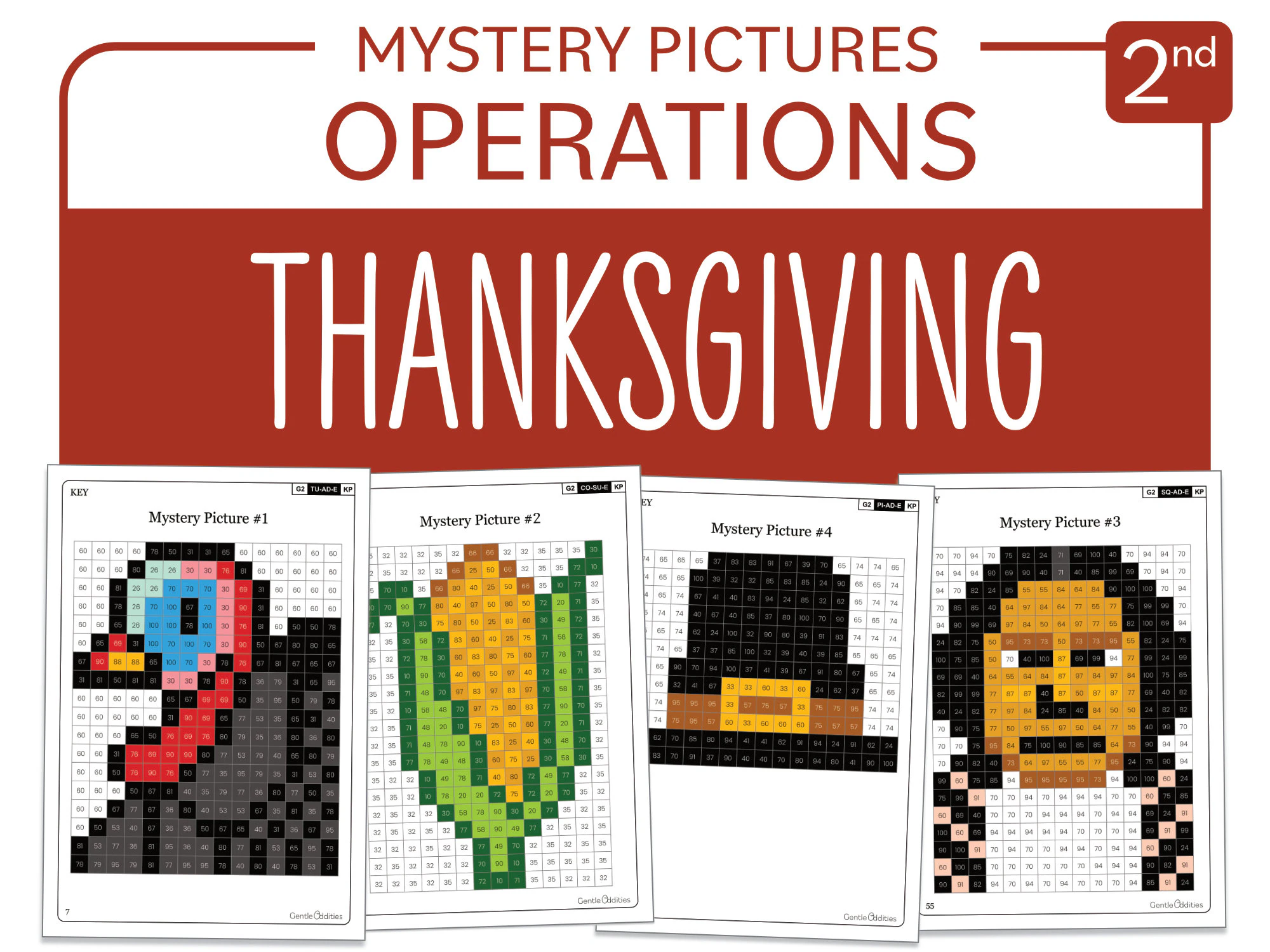 Thanksgiving Math Mystery Pictures Grade