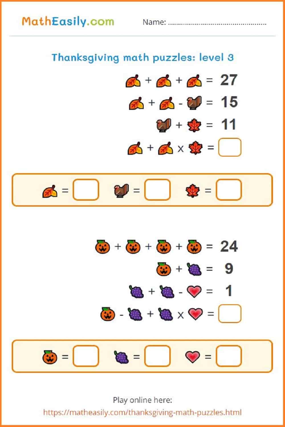 4th grade thanksgiving math worksheets