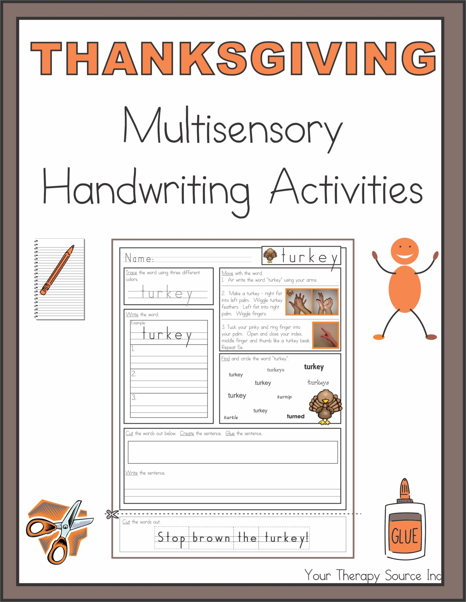Thanksgiving Multisensory Handwriting Activities Thanksgiving Multisensory Handwriting Activities