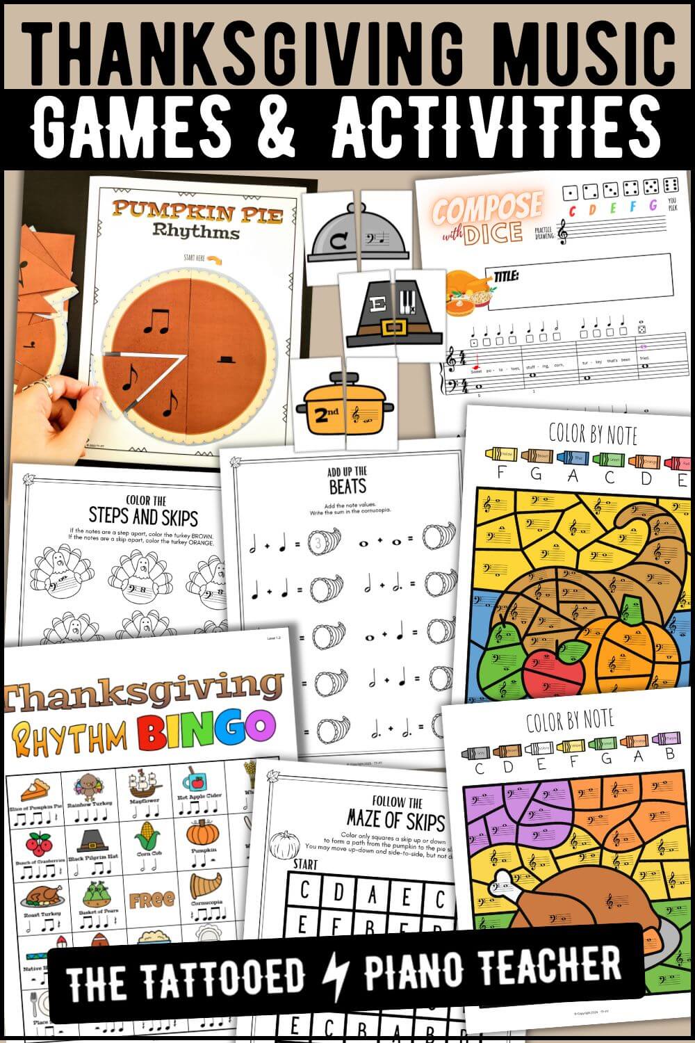 thanksgiving piano worksheets
