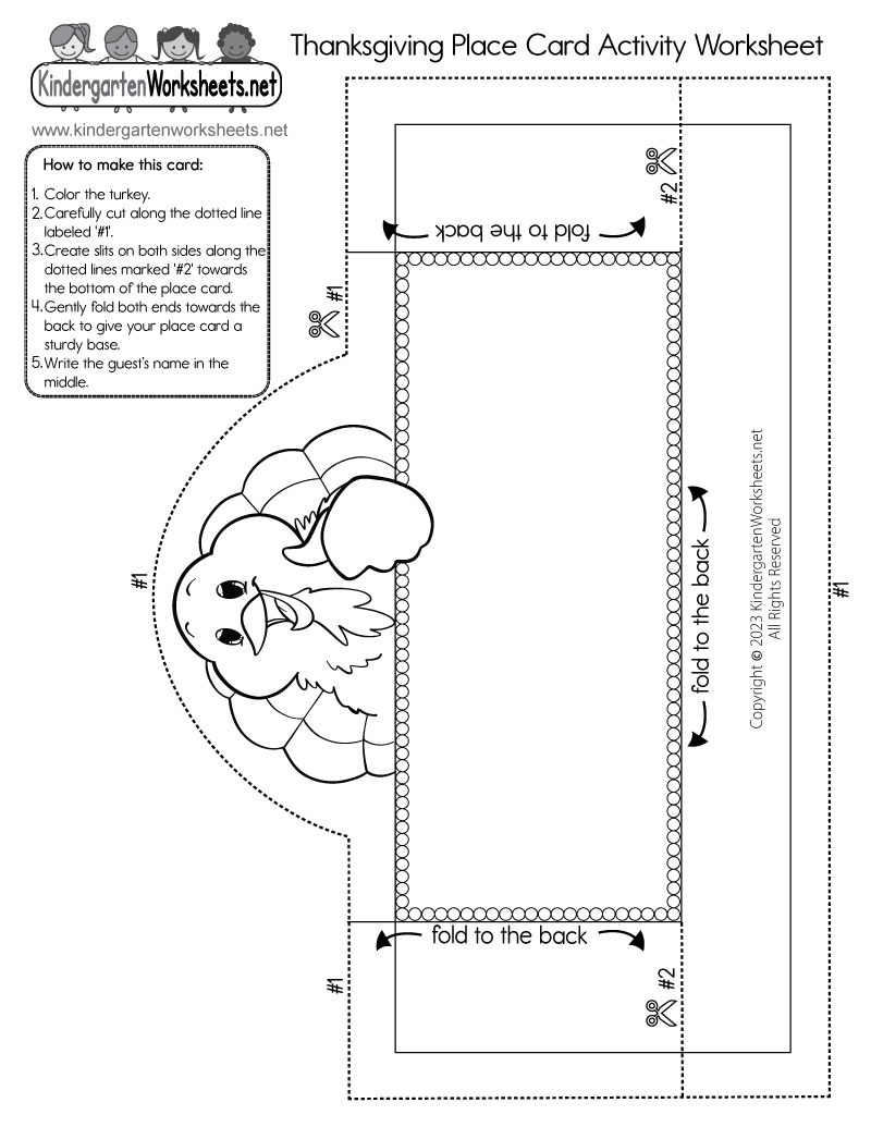 Thanksgiving Place Card Activity Worksheet Printable