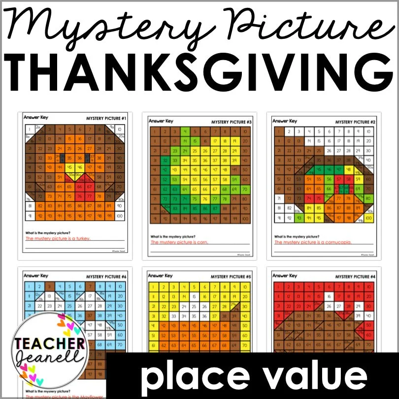 Thanksgiving Place Value Mystery Picture Math Thanksgiving Place Value Mystery Picture Math