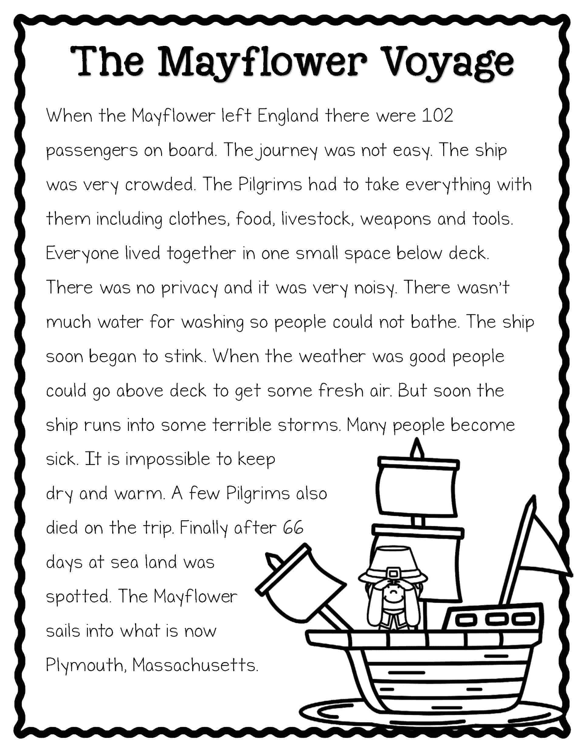 Thanksgiving Reading Comprehension Passages And Activities