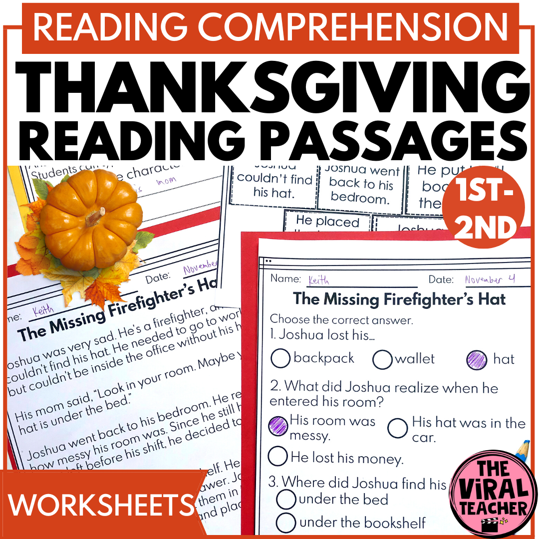 free thanksgiving comprehension worksheets