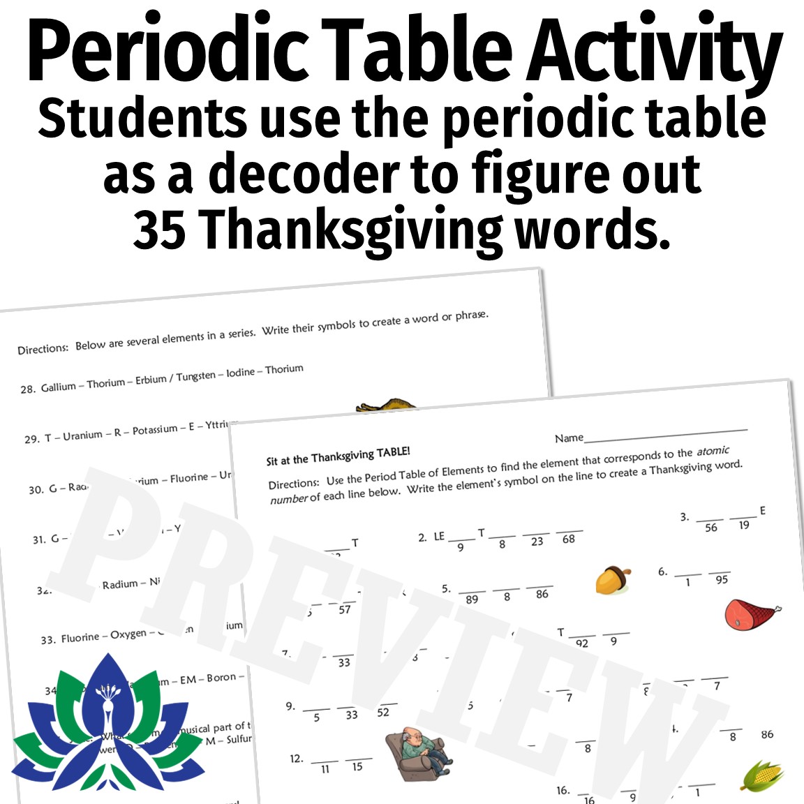 chemistry of thanksgiving worksheet