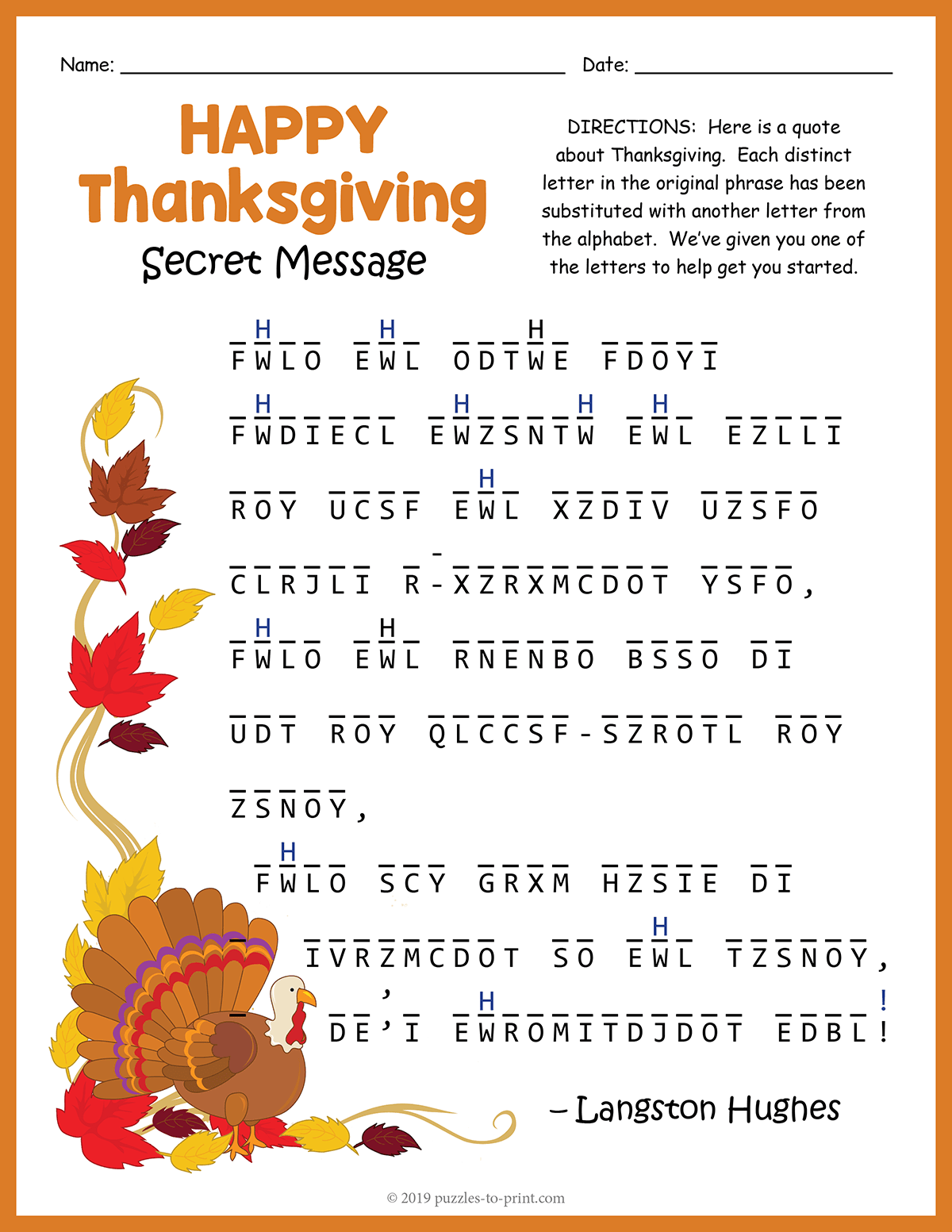Thanksgiving Secret Message Puzzle shtml Thanksgiving Secret Message Puzzle shtml
