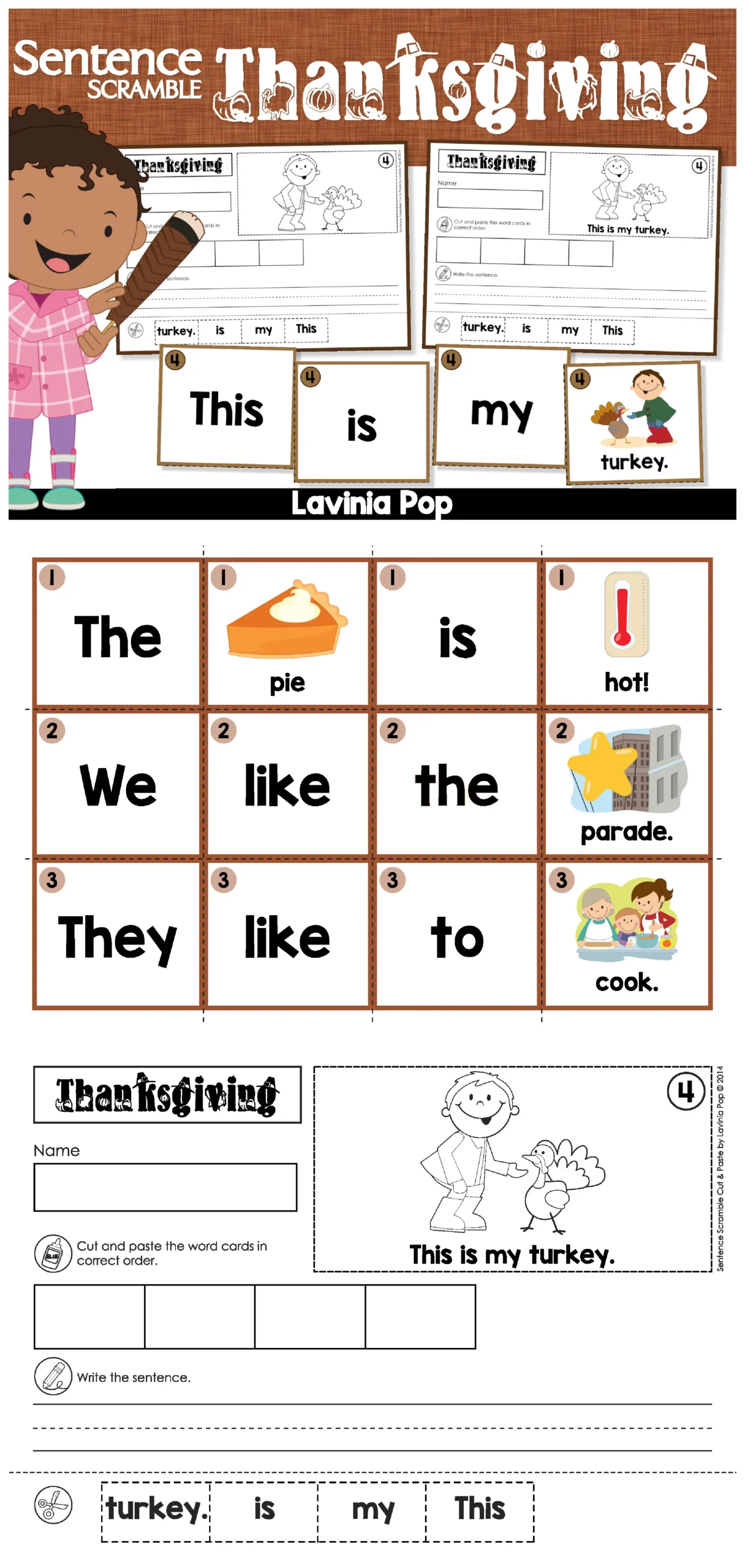 thanksgiving sentences worksheet