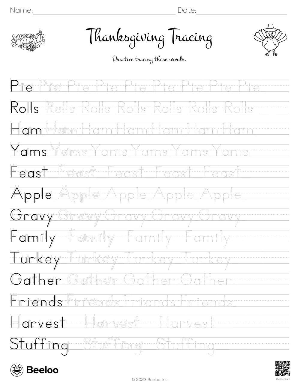 thanksgiving handwriting worksheets thanksgiving handwriting worksheets